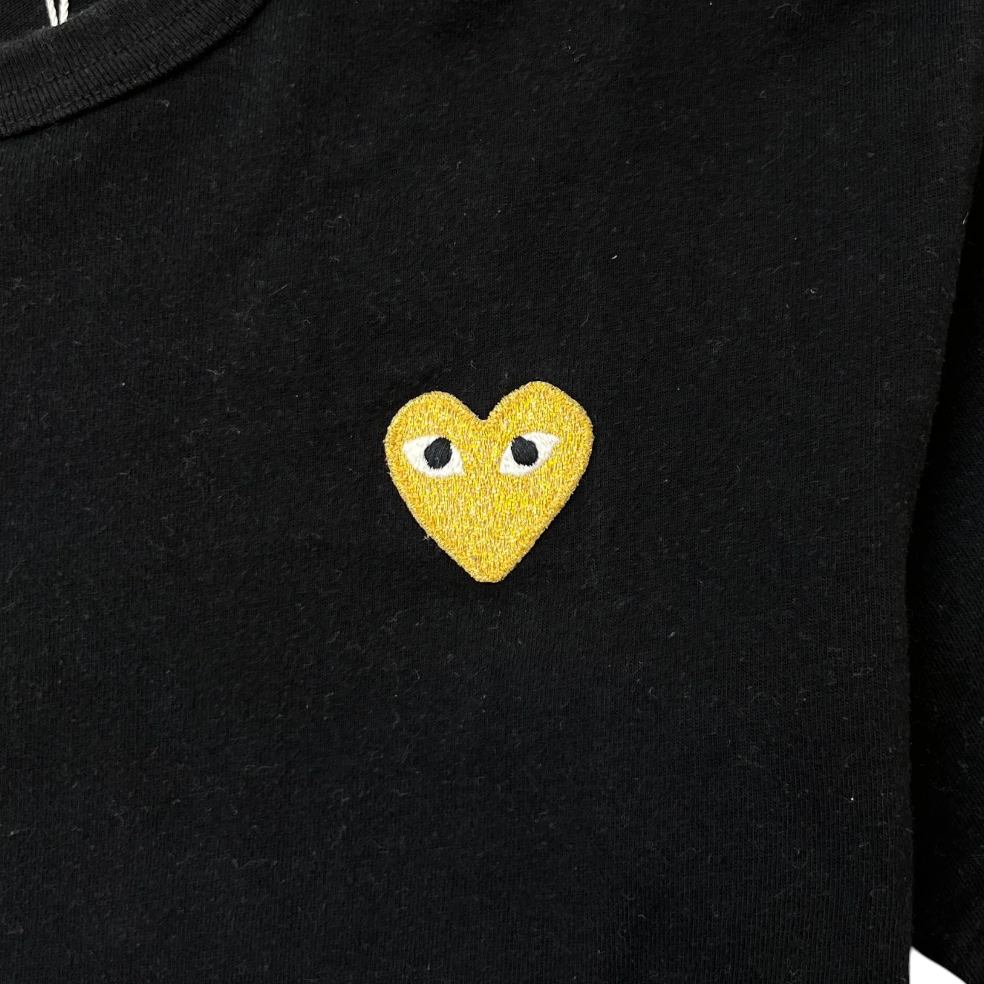 Men's Metallic Embroidered Heart T-Shirt Black Size S - Image 5
