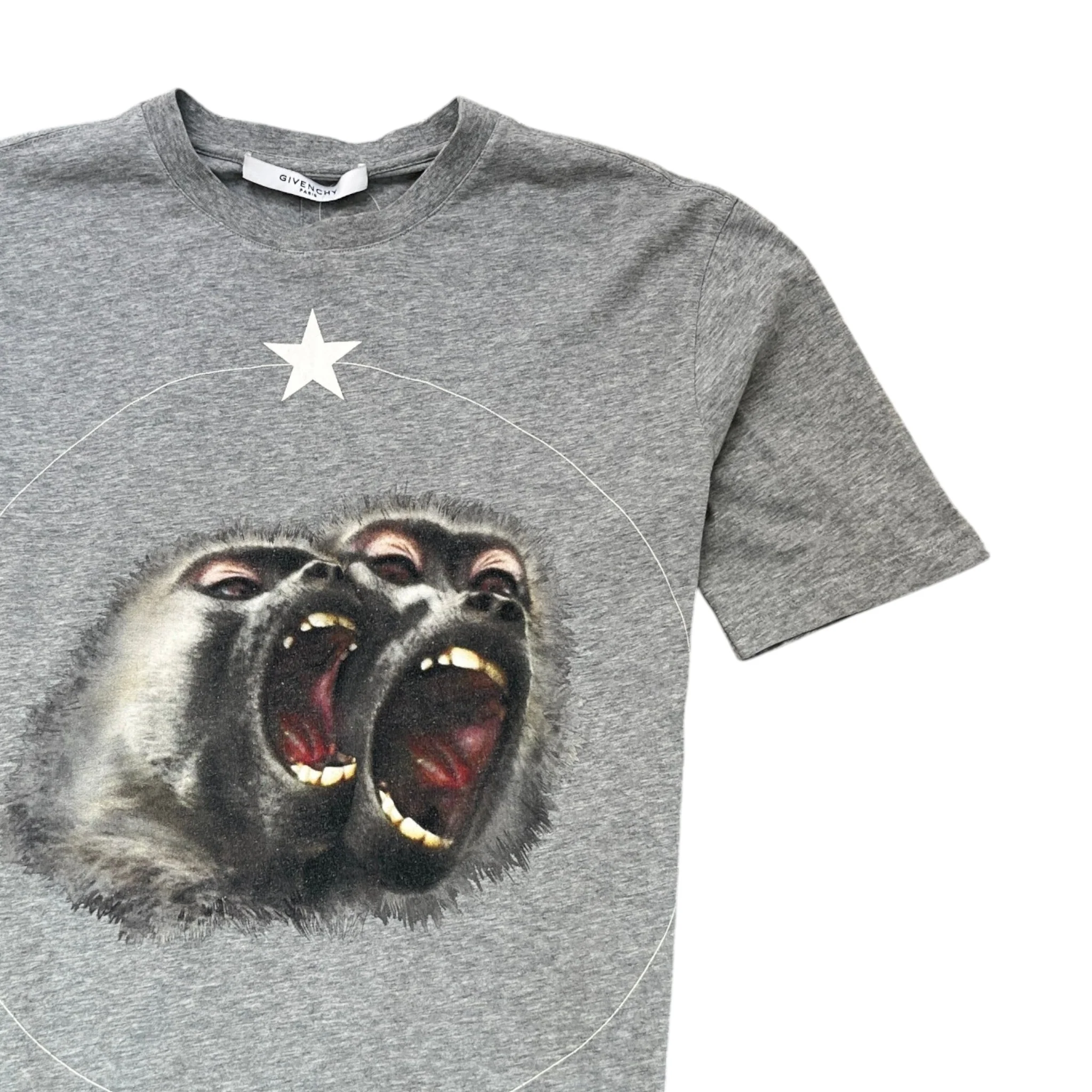 Men's Monkey Brothers Print T-Shirt Grey Size S - Image 3
