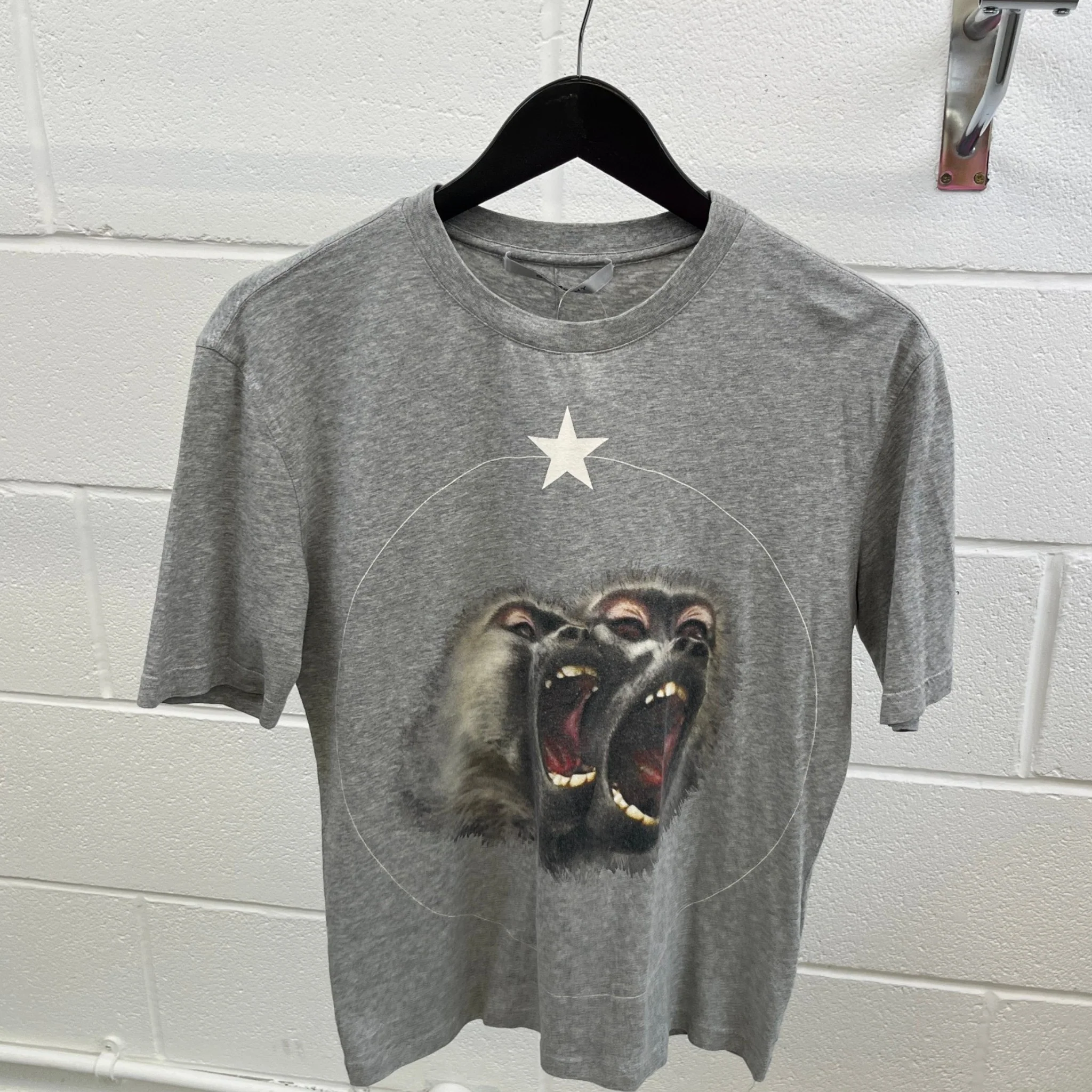 Men's Monkey Brothers Print T-Shirt Grey Size S - Image 8