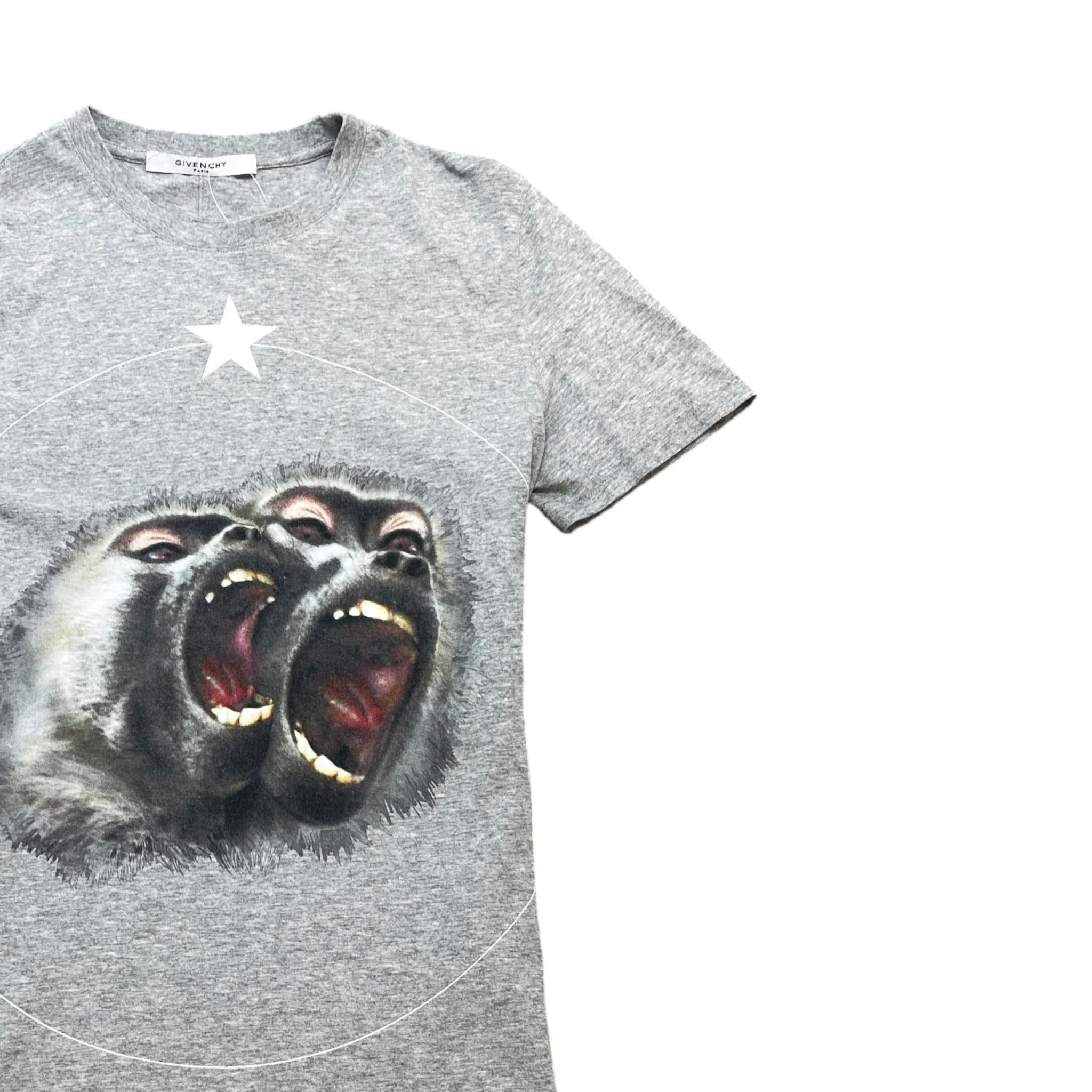 Men's Monkey Brothers Print T-Shirt Grey Size S - Image 3