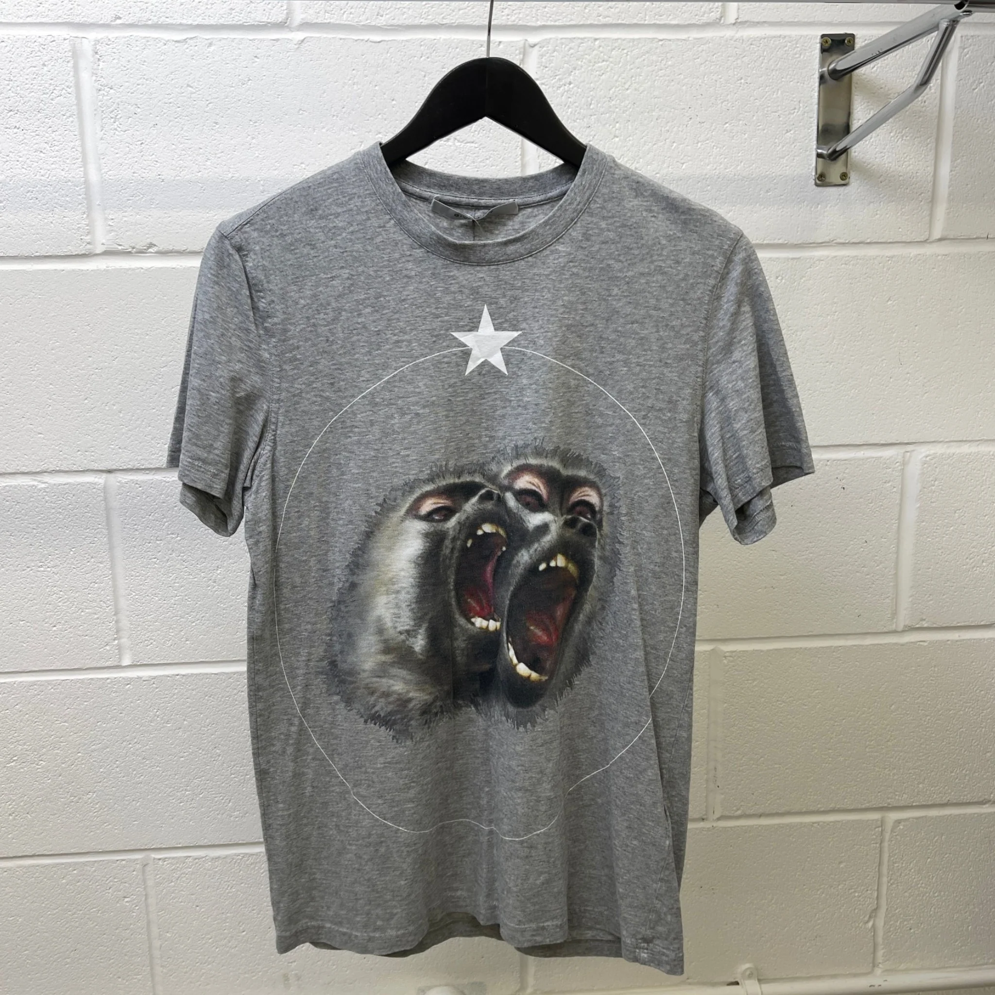 Men's Monkey Brothers Print T-Shirt Grey Size S - Image 9
