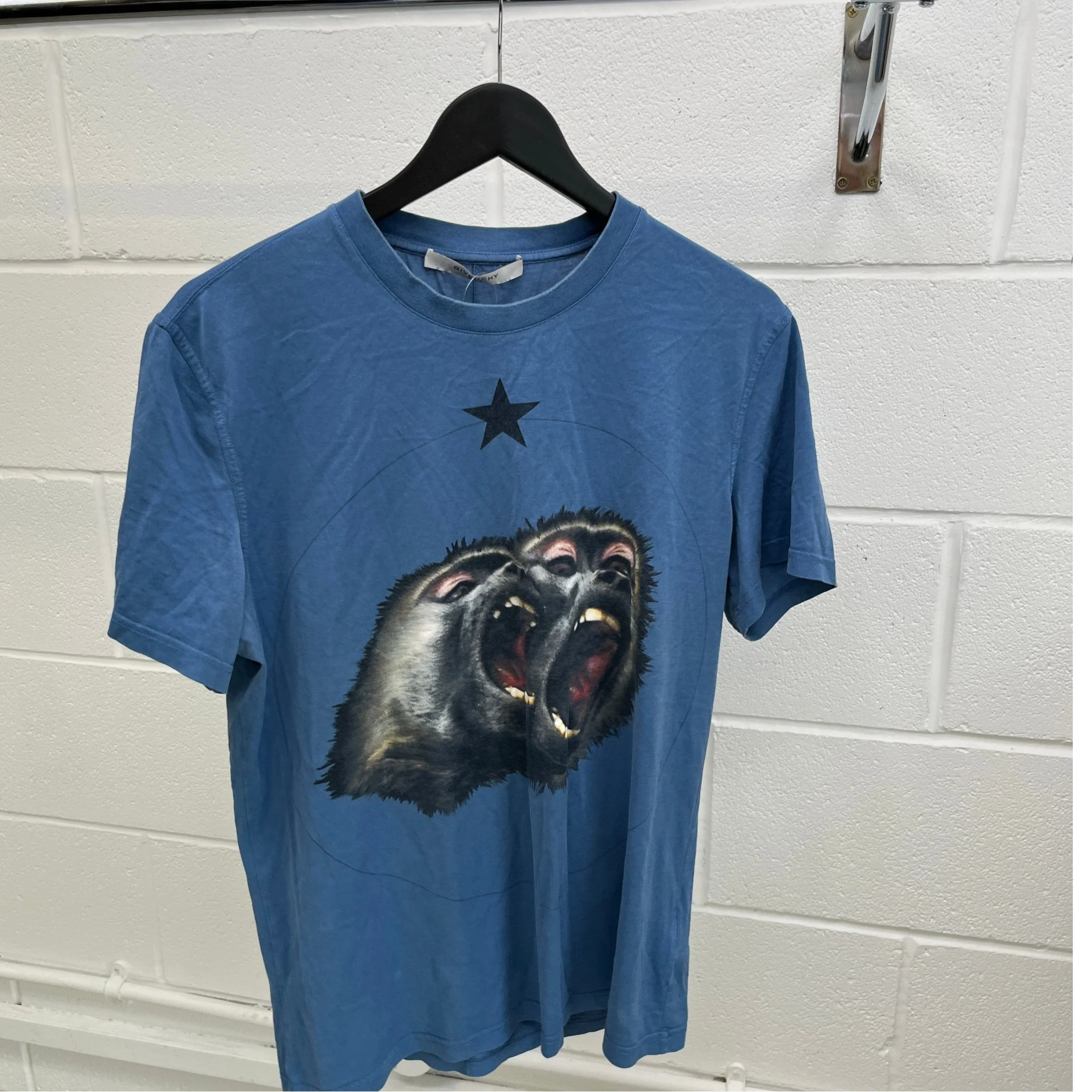 Men's Monkey Brothers T-Shirt Blue Size L - Image 8