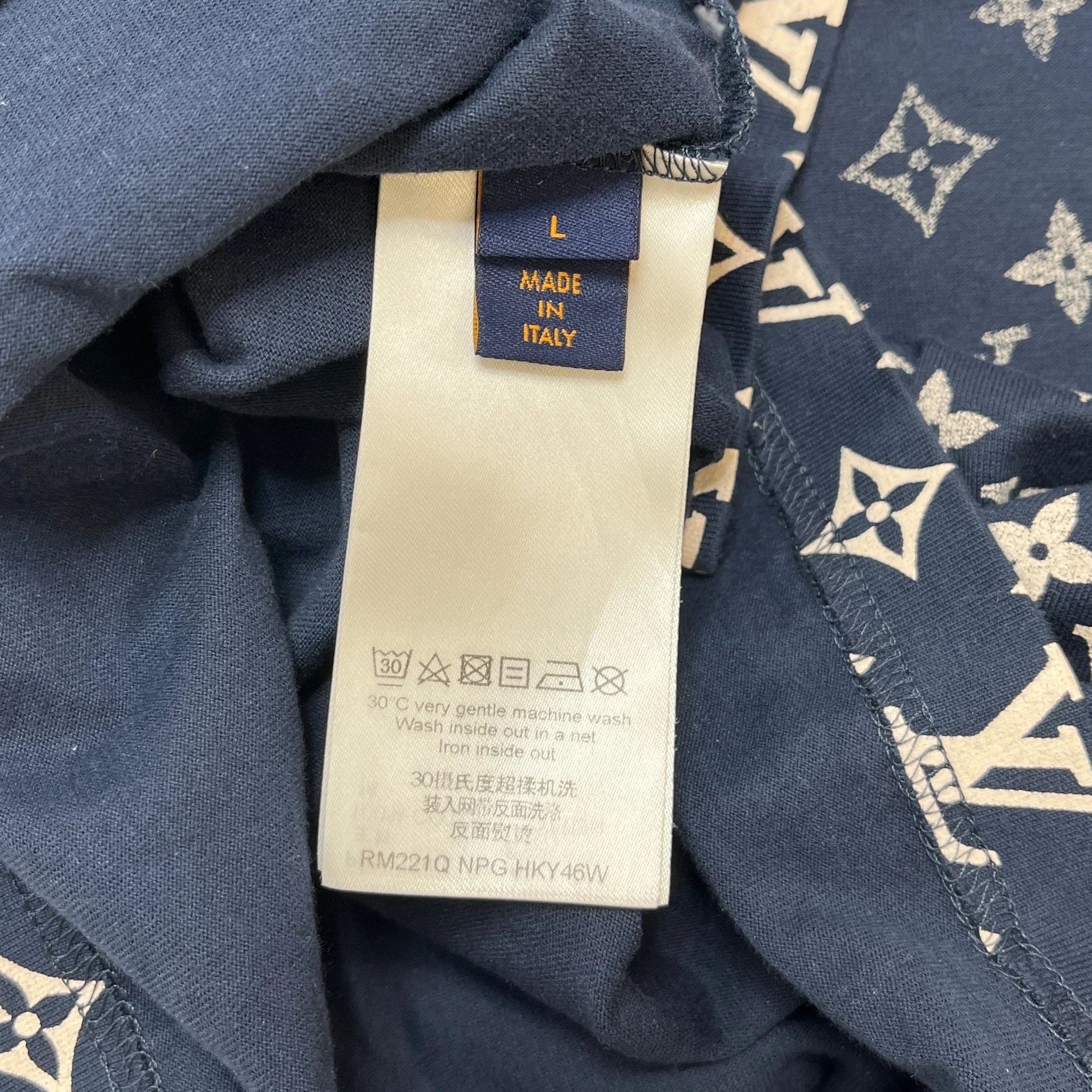 Men's Monogram Gradient T-Shirt Navy Size L - Image 7