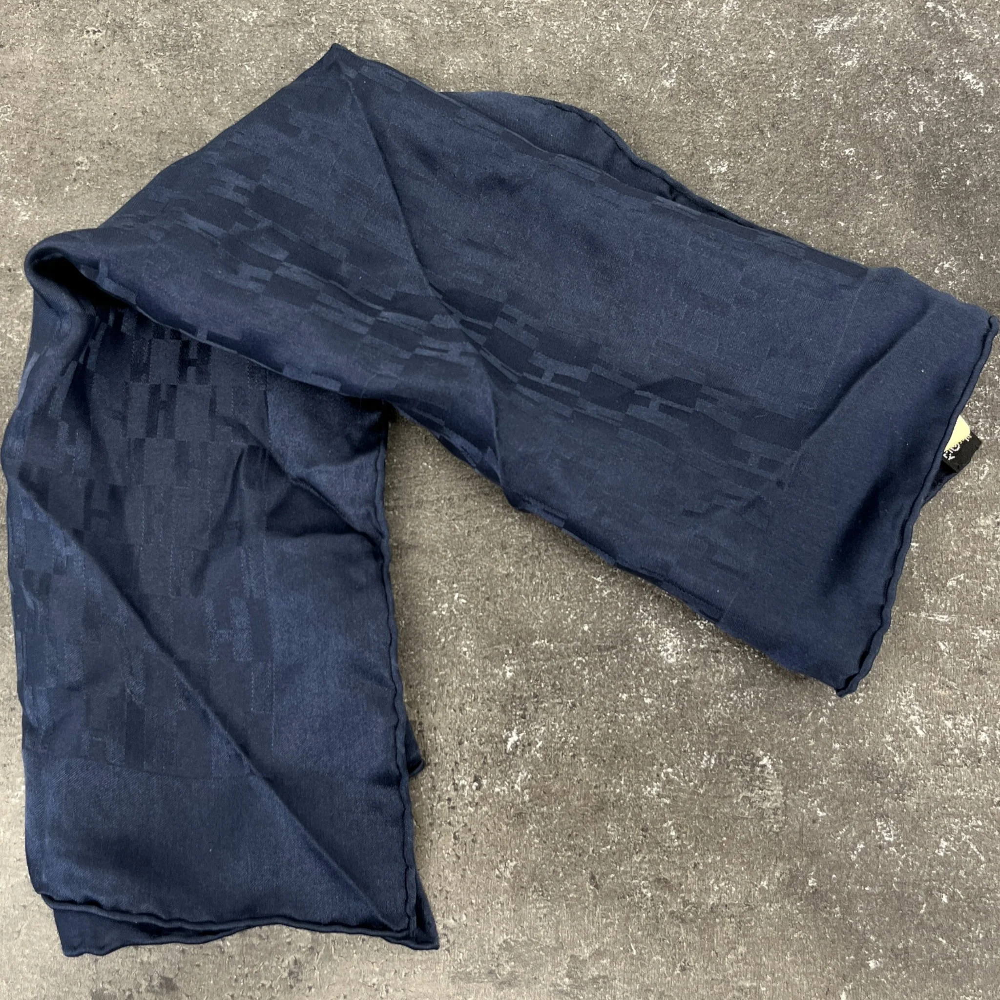 Men's Monogram H Silk Scarf Navy - Image 4
