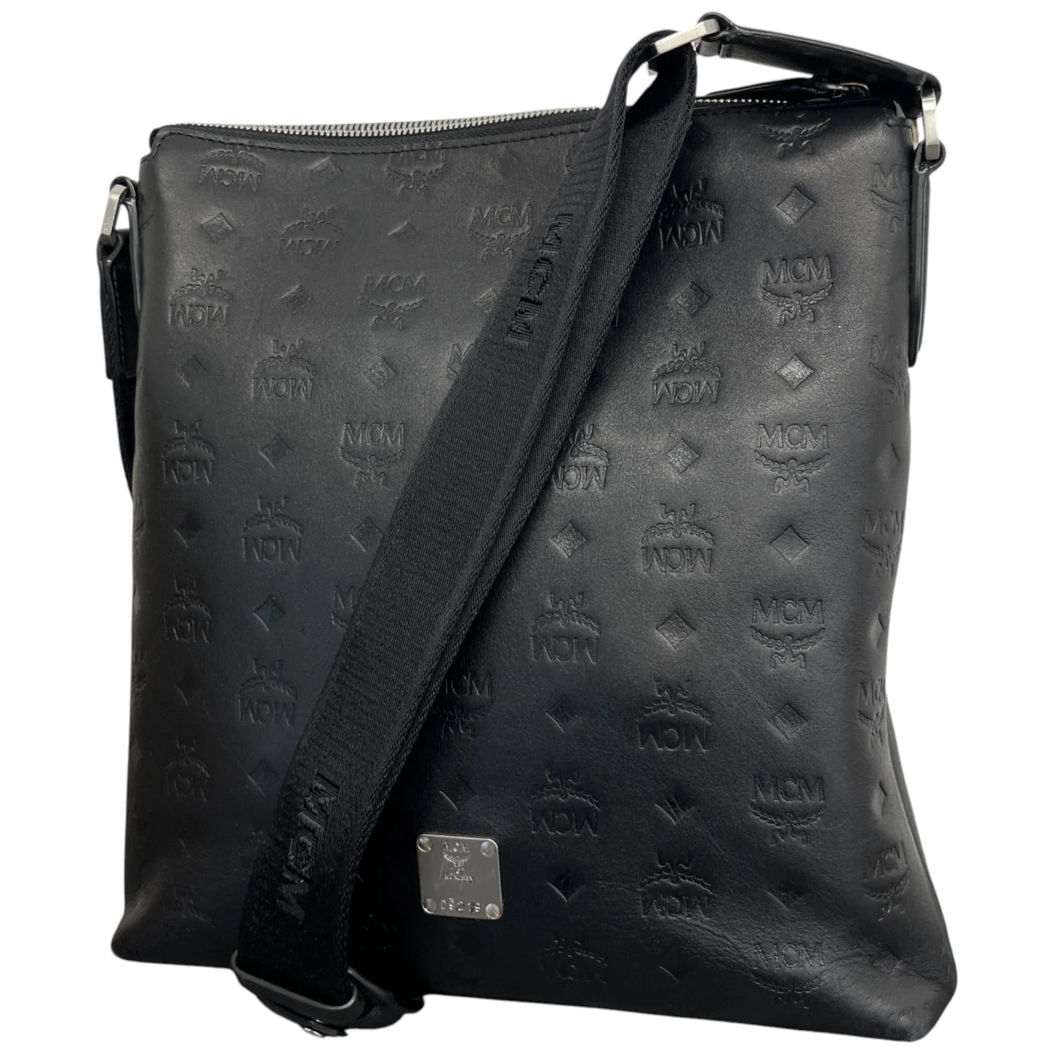 Men's Monogram Logo Messenger Bag Black - Image 5