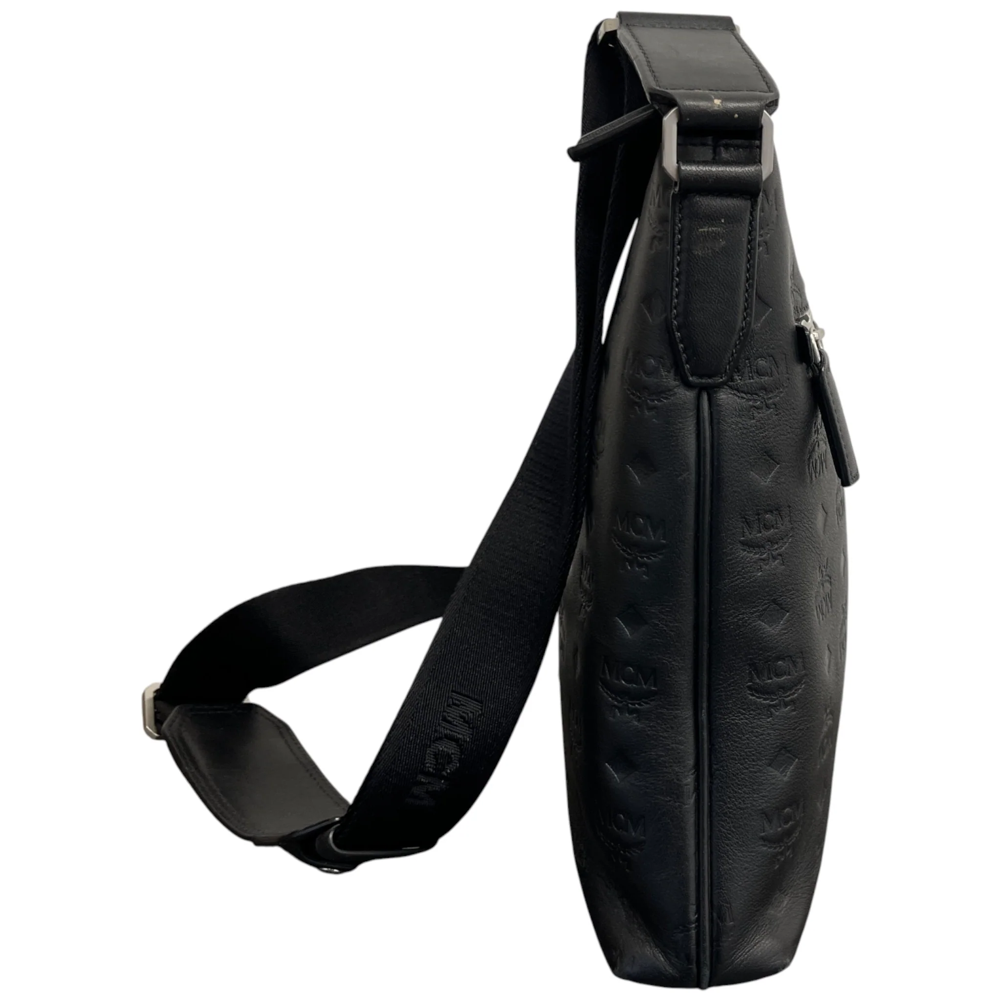 Men's Monogram Logo Messenger Bag Black - Image 6