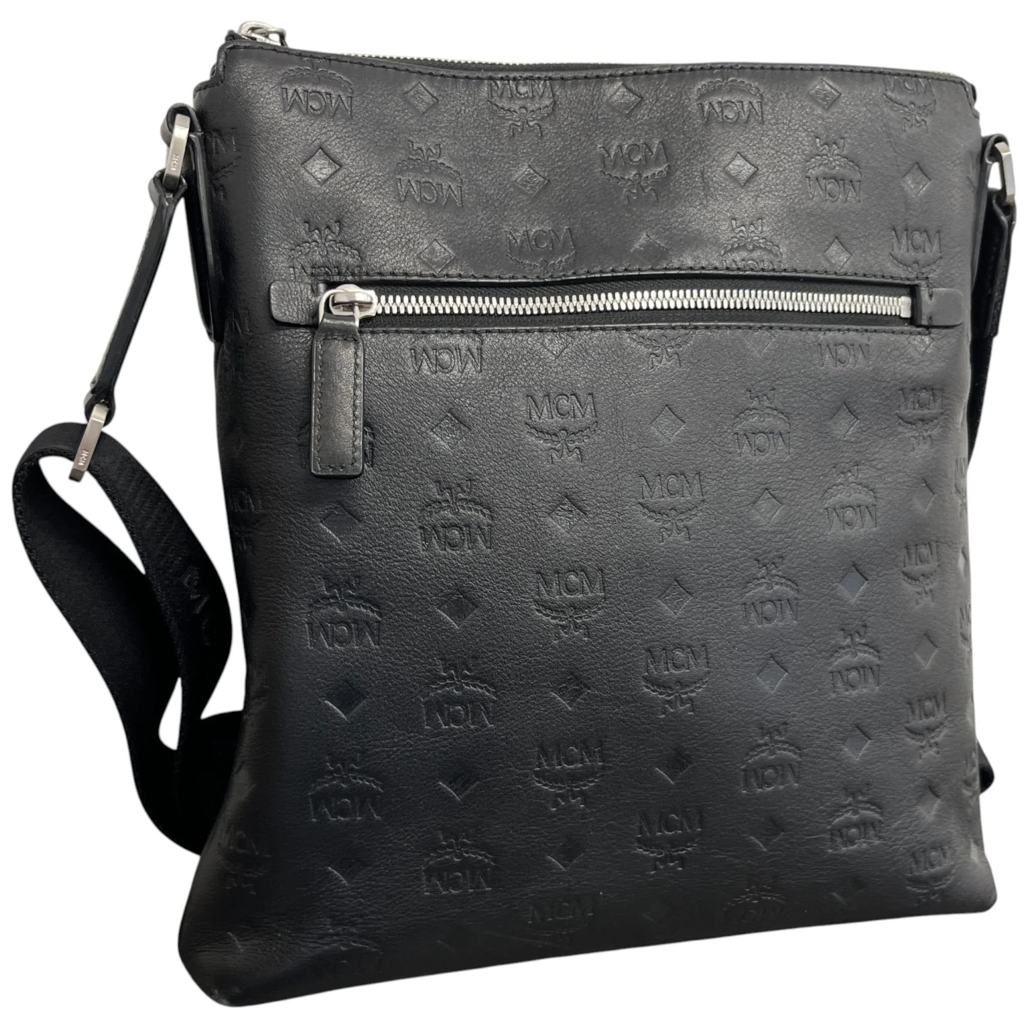 Men's Monogram Logo Messenger Bag Black - Image 8