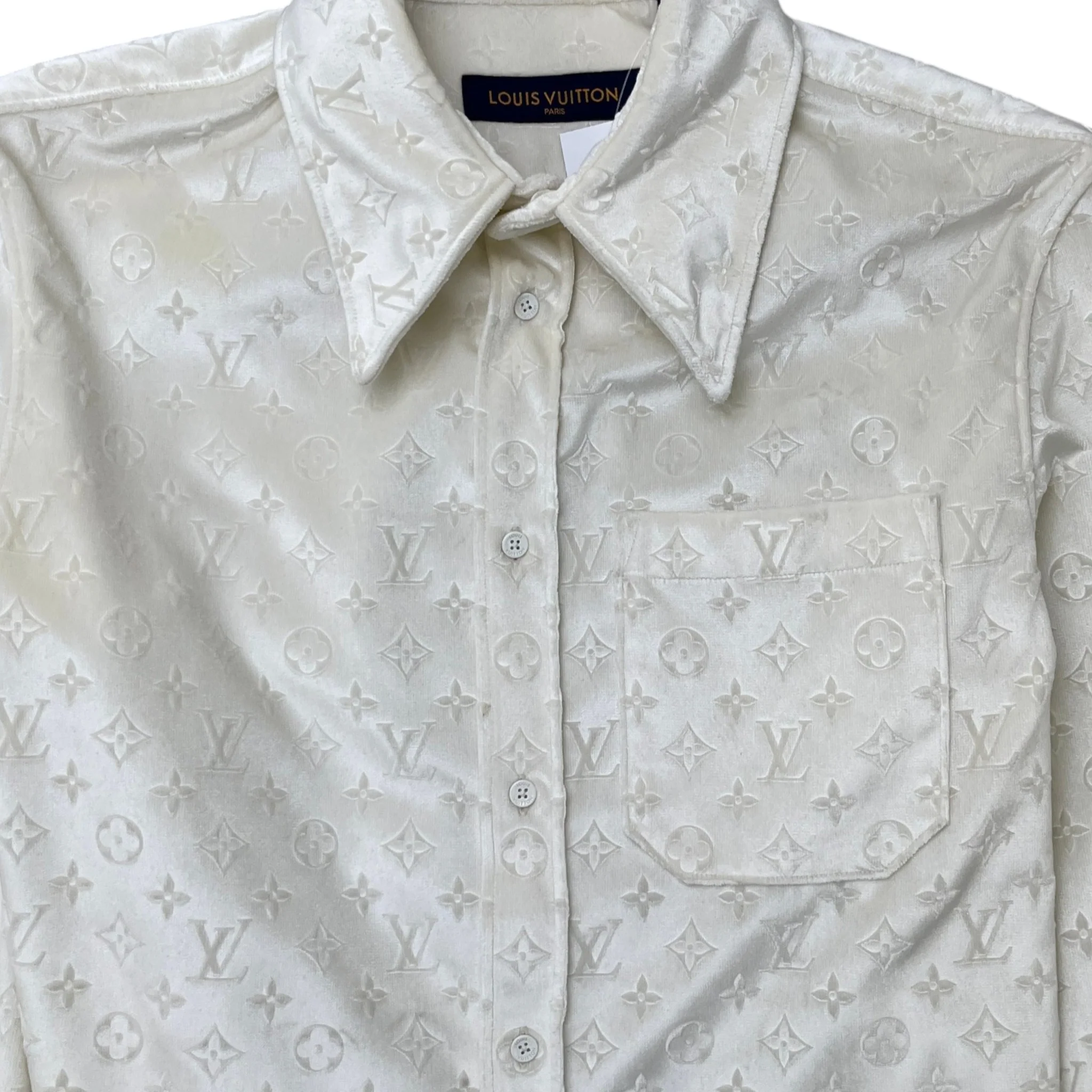 Men's Monogram Long Sleeve Shirt Cream Size L - Image 5