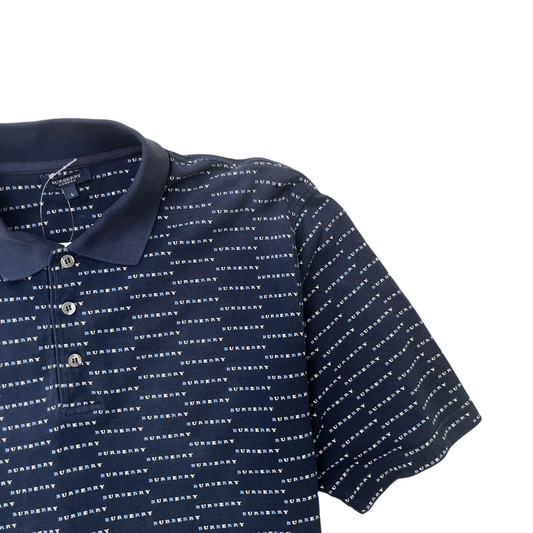 Men's Monogram Polo Shirt Navy Size L - Image 5
