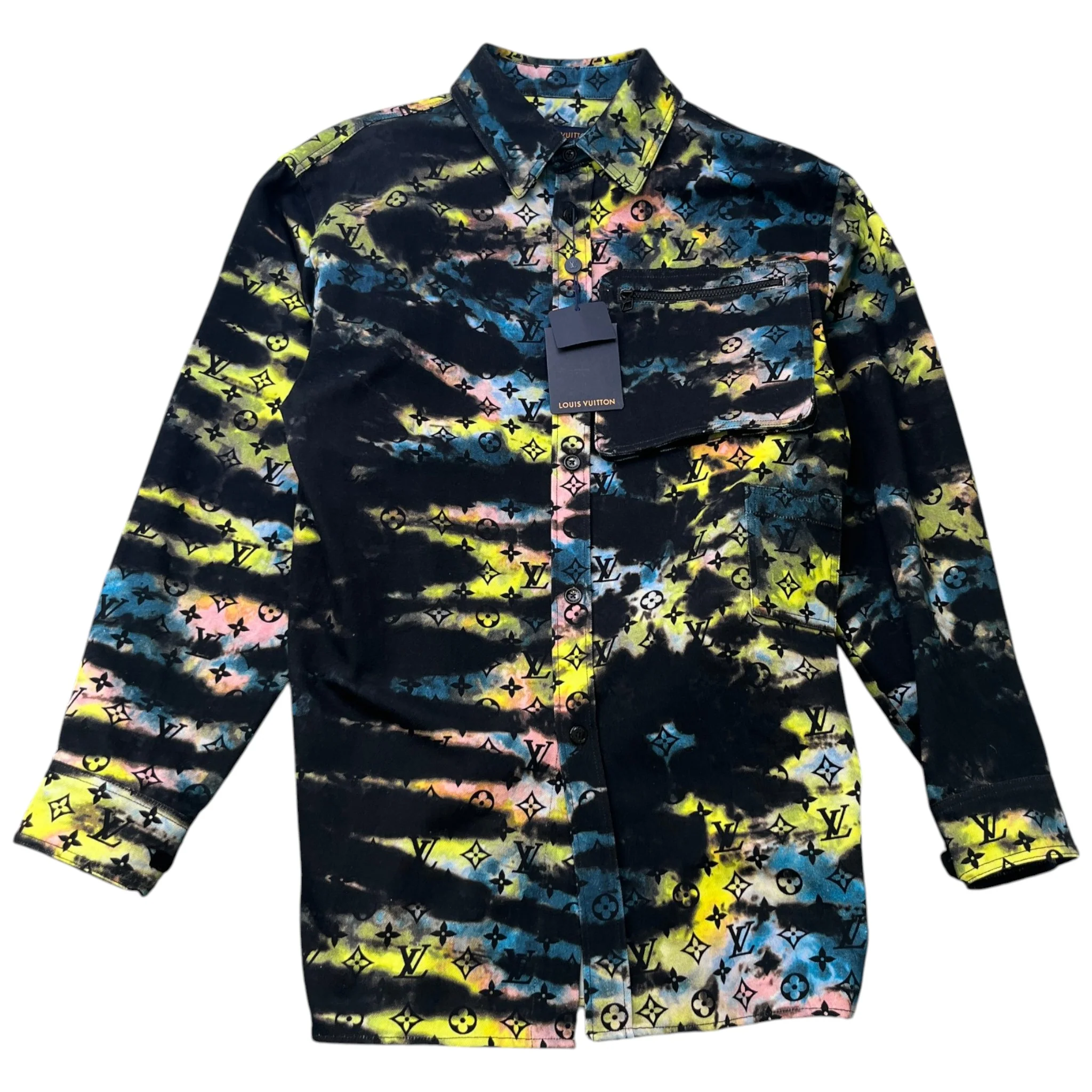 Men's Monogram Tie-Dye OverShirt Multi-Coloured Size L