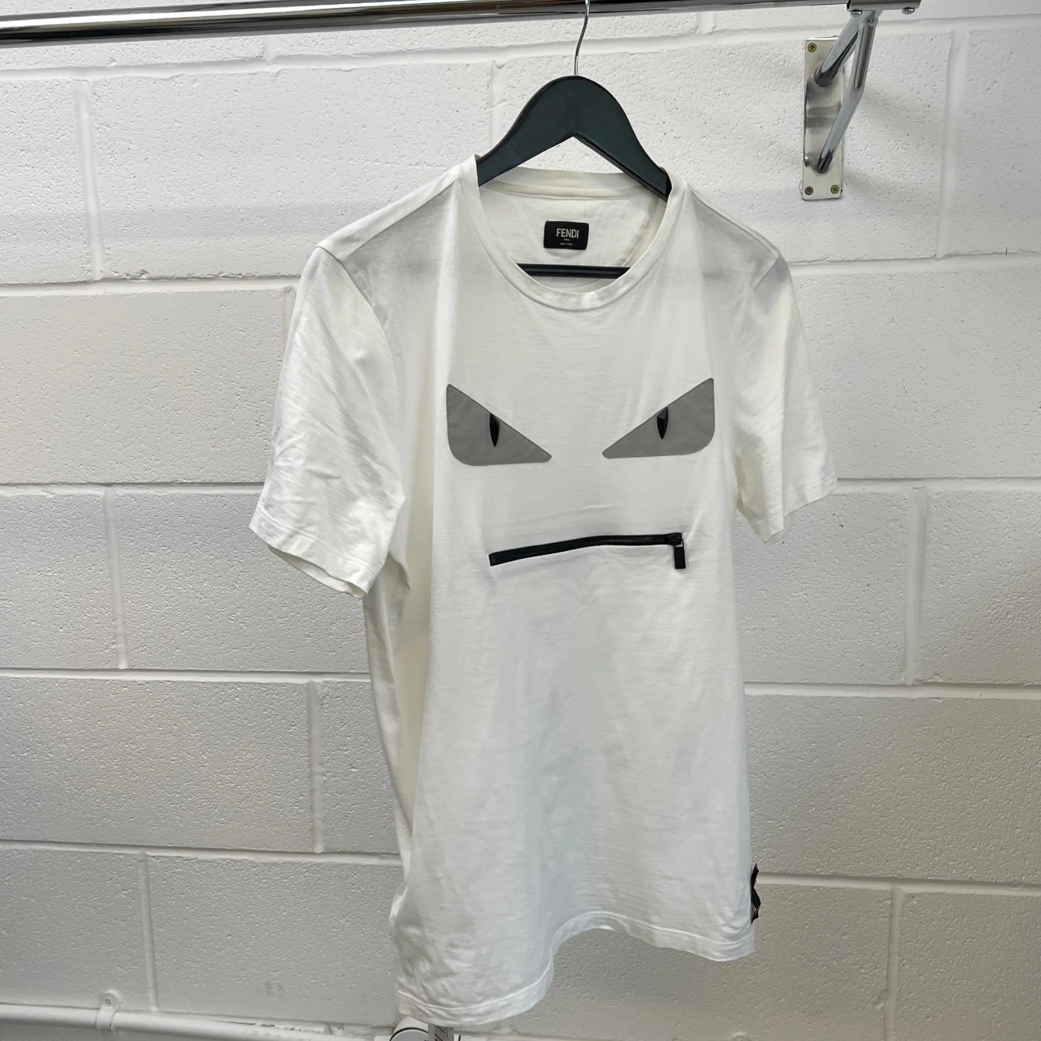 Men's Monster Face T-Shirt White Size S - Image 9