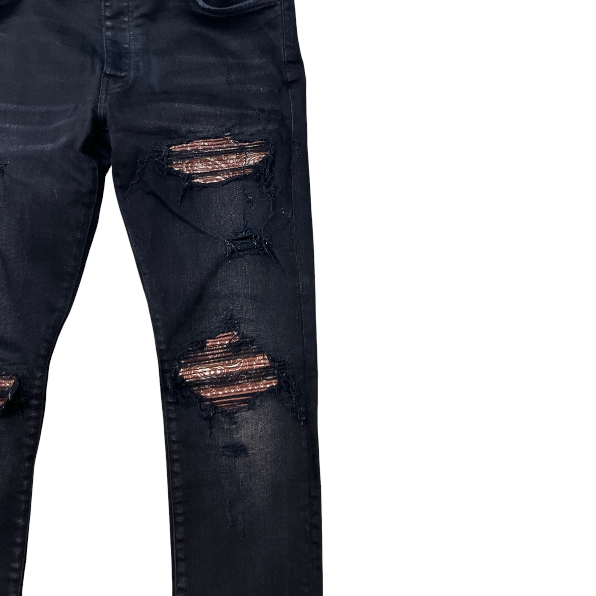 Men's Mx1 Distressed Bandana Jeans Black Size Waist 34" - Image 5
