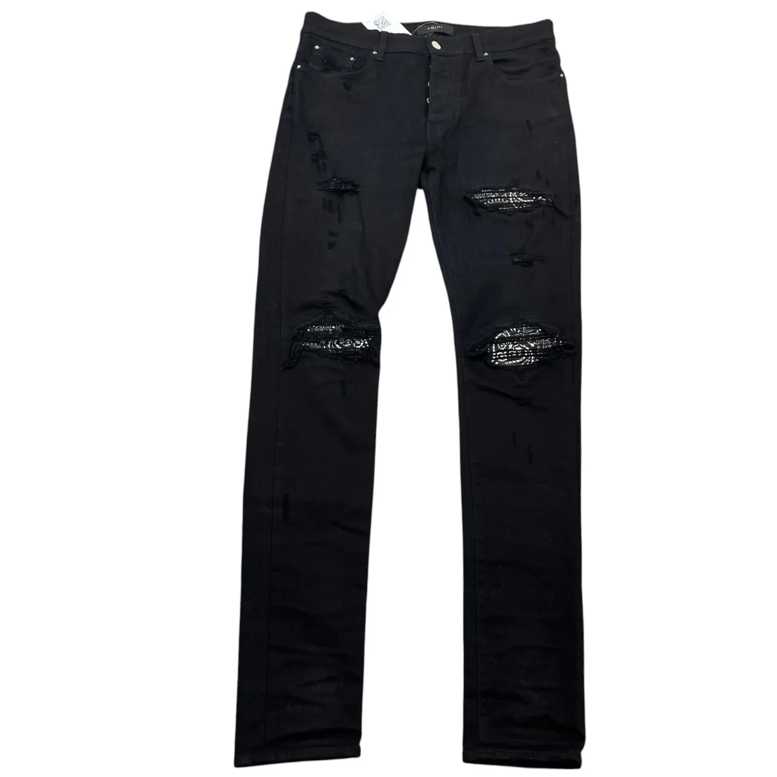 Men's Mx1 Distressed Bandana Jeans Black Size Waist 34"
