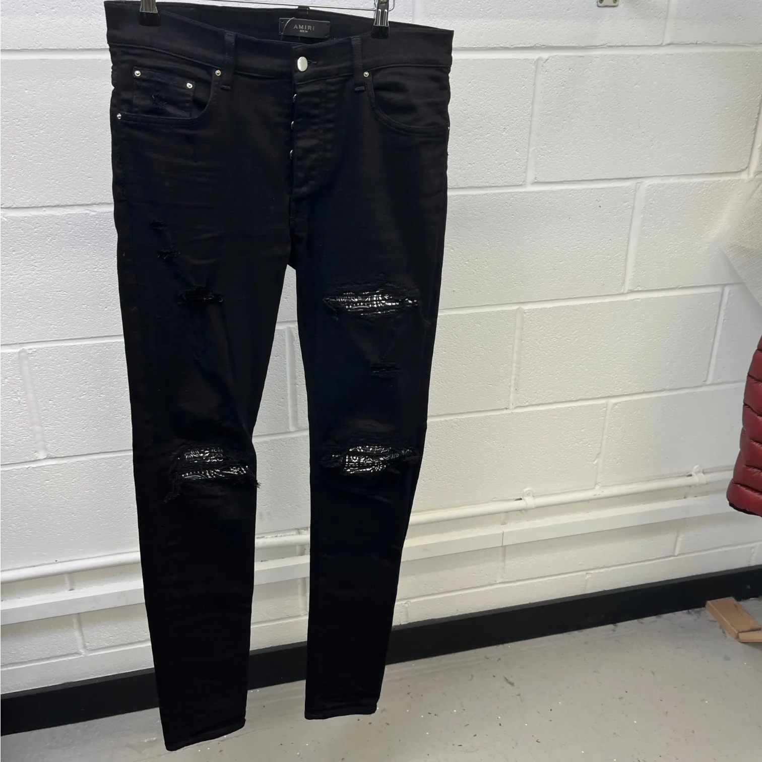 Men's Mx1 Distressed Bandana Jeans Black Size Waist 34" - Image 13