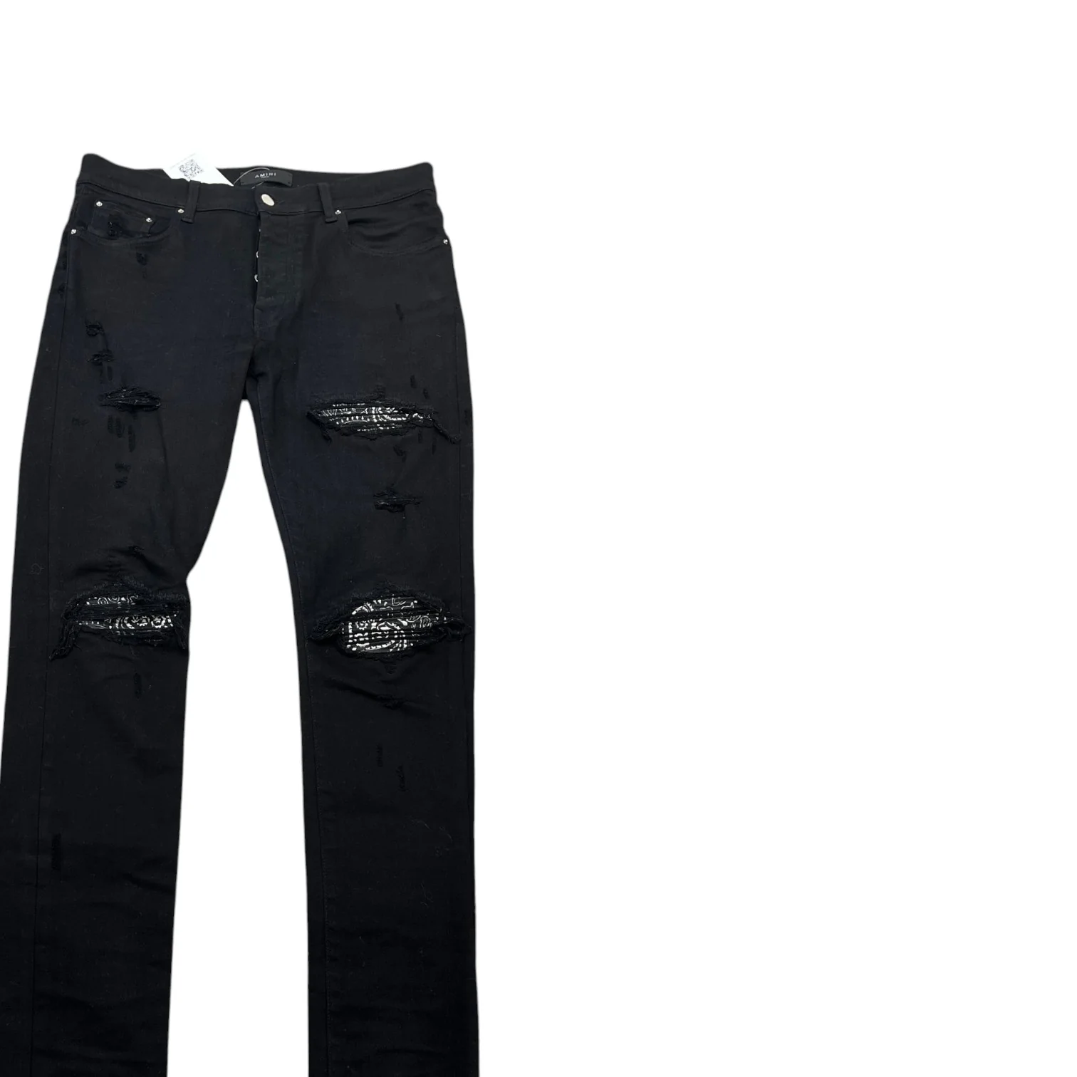 Men's Mx1 Distressed Bandana Jeans Black Size Waist 34" - Image 3