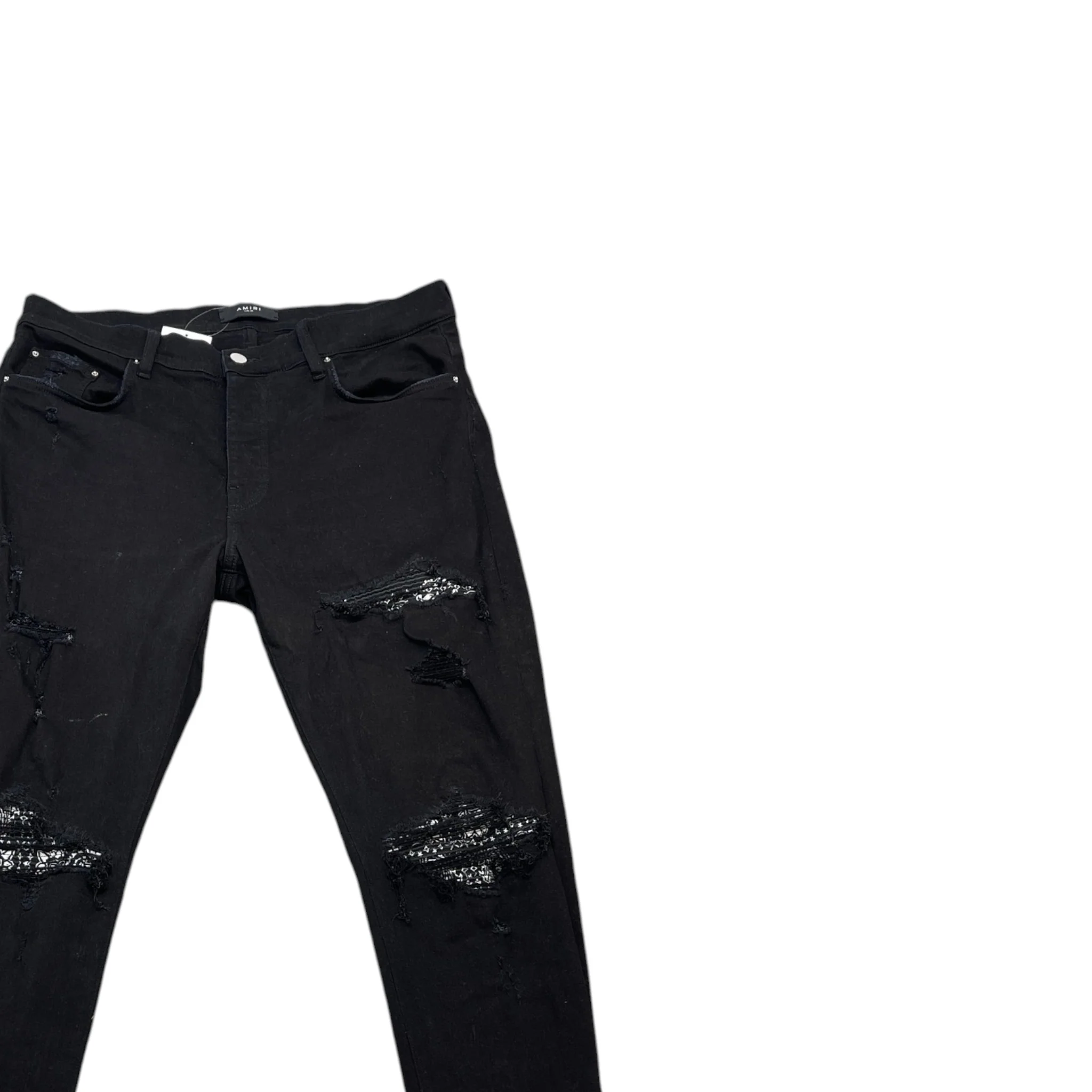 Men's Mx1 Distressed Bandana Jeans Black Size Waist 38" - Image 3