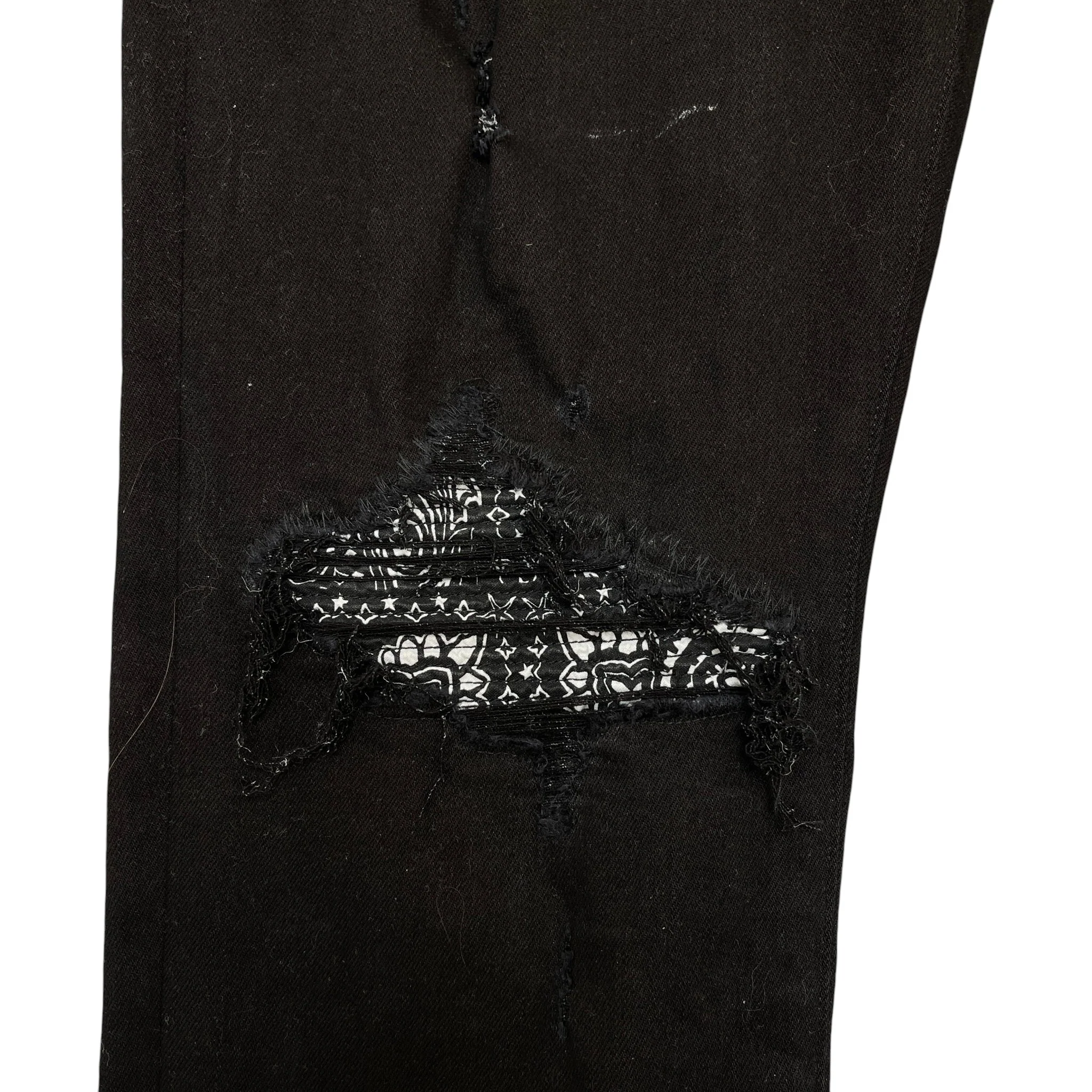 Men's Mx1 Distressed Bandana Jeans Black Size Waist 38" - Image 5