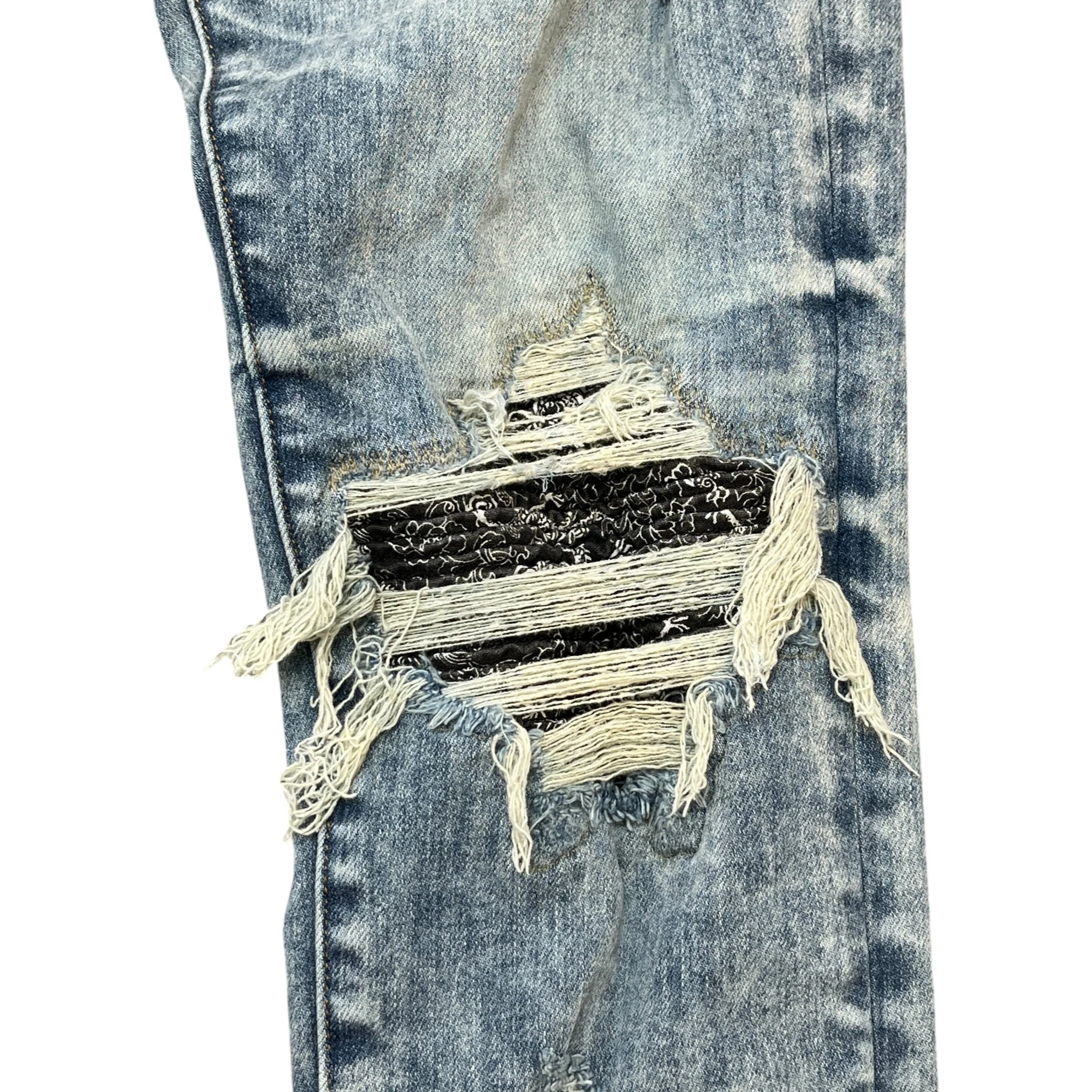 Men's Mx1 Distressed Bandana Jeans Blue Size IT 48 / UK 32 - Image 8