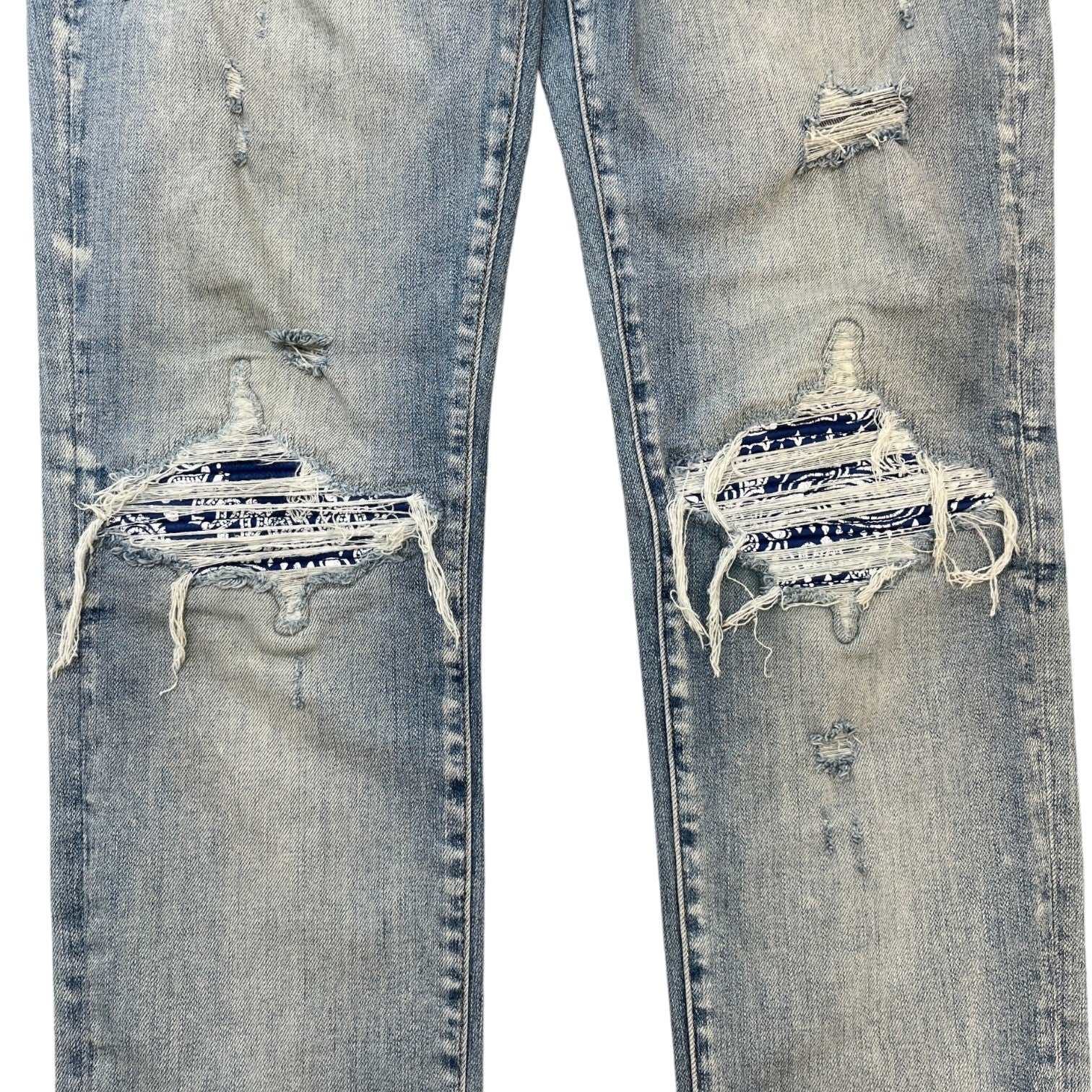 Men's Mx1 Distressed Bandana Jeans Blue Size Waist 32" - Image 10