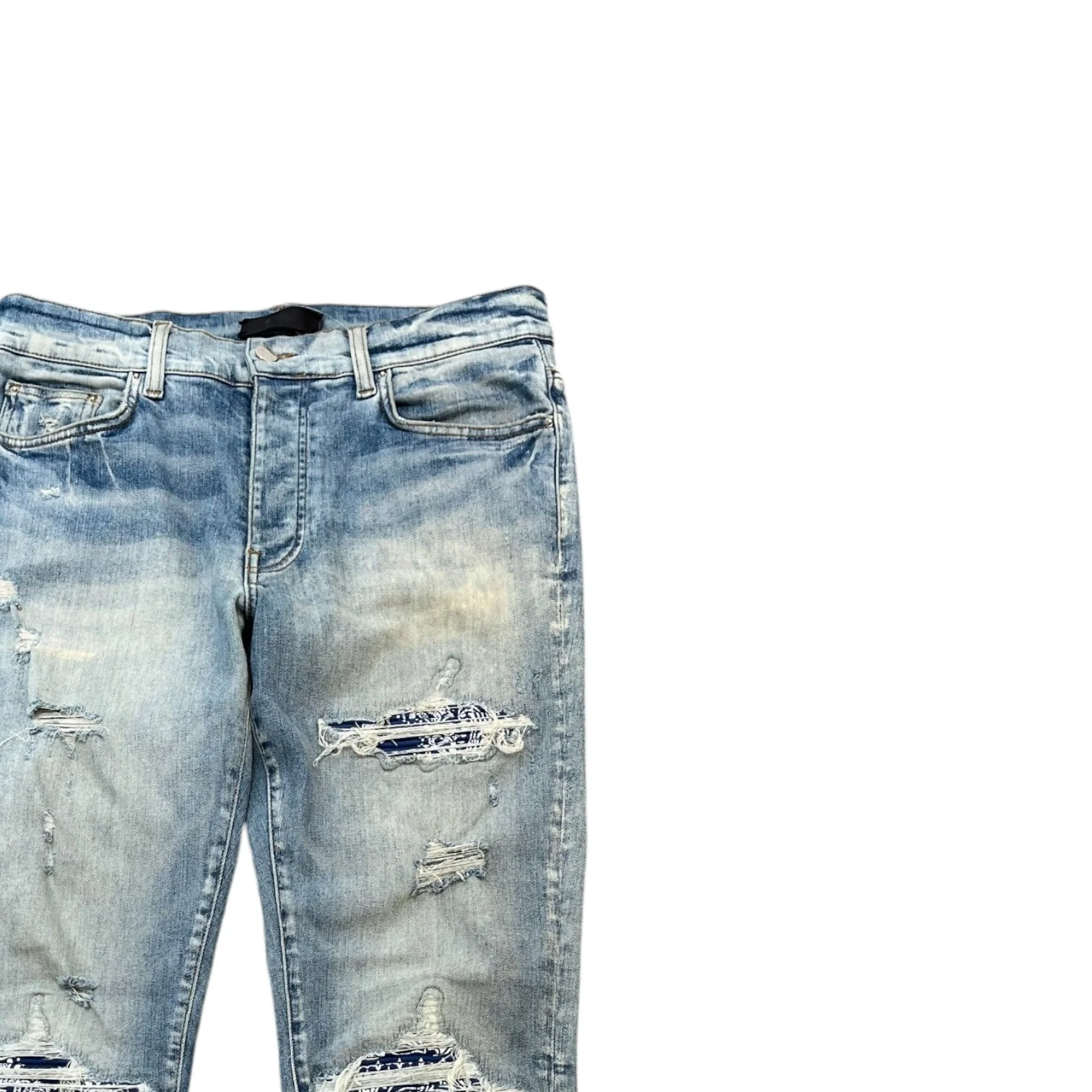 Men's Mx1 Distressed Bandana Jeans Blue Size Waist 32" - Image 3