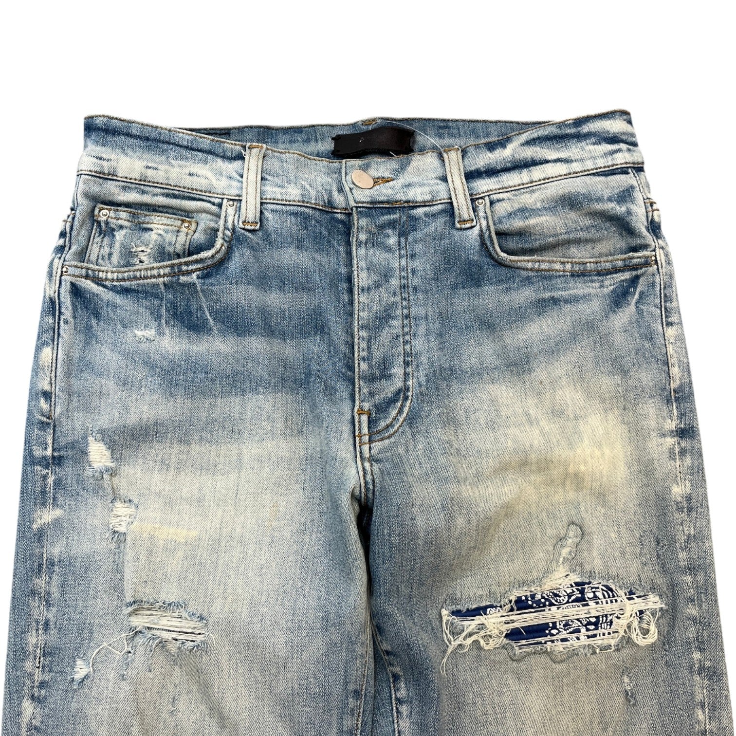 Men's Mx1 Distressed Bandana Jeans Blue Size Waist 32" - Image 5