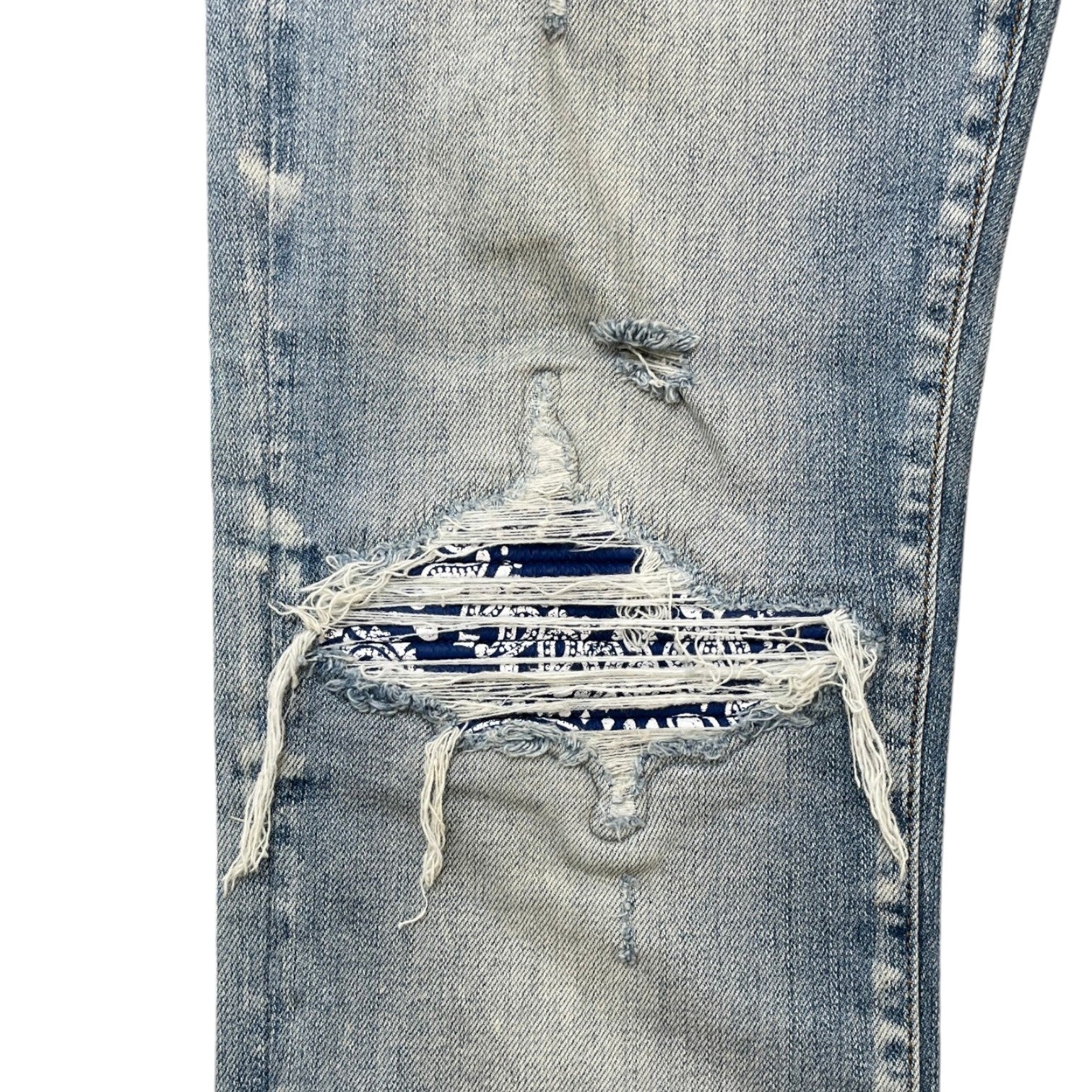 Men's Mx1 Distressed Bandana Jeans Blue Size Waist 32" - Image 8