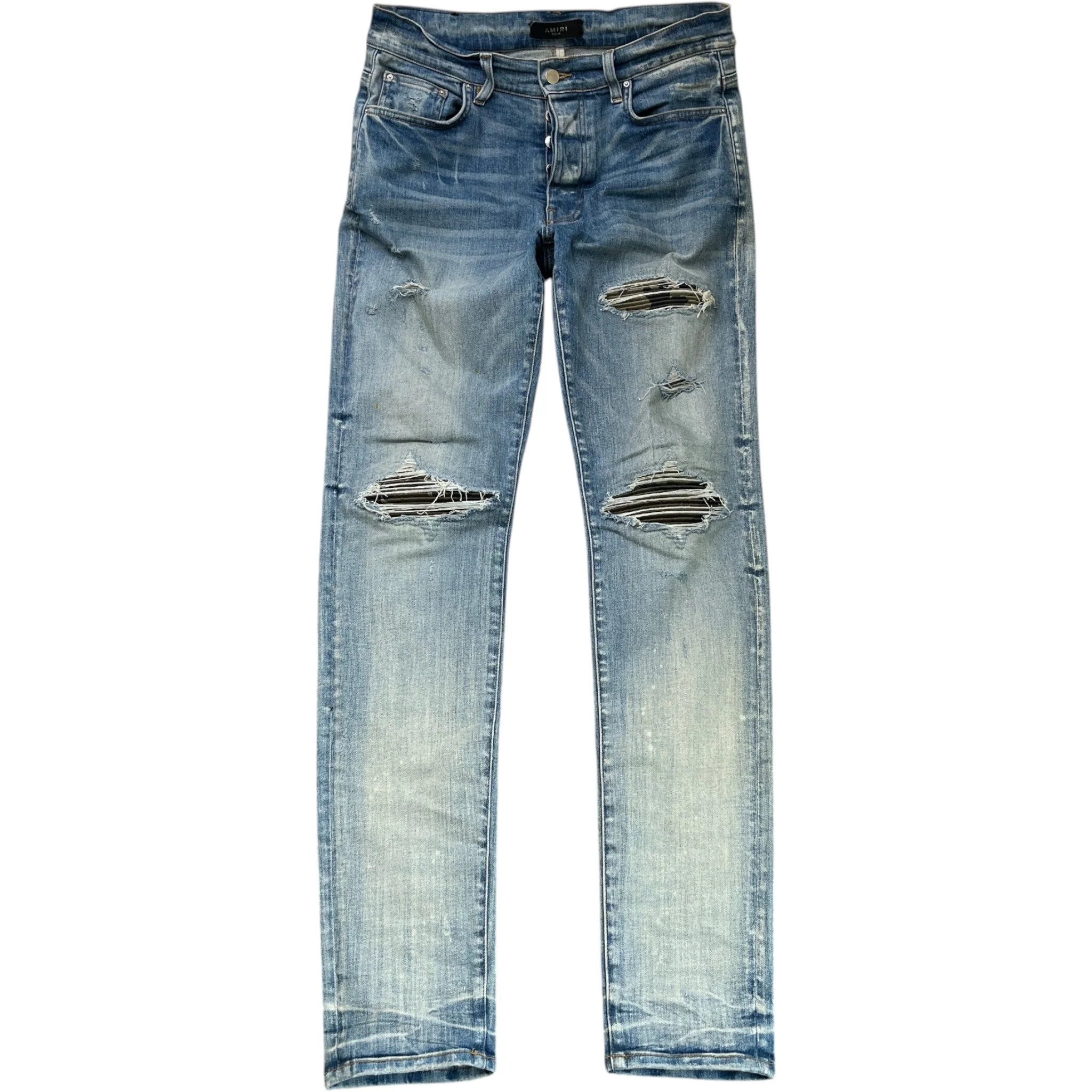 Men's Mx1 Distressed Bandana Jeans Blue Size Waist 33"
