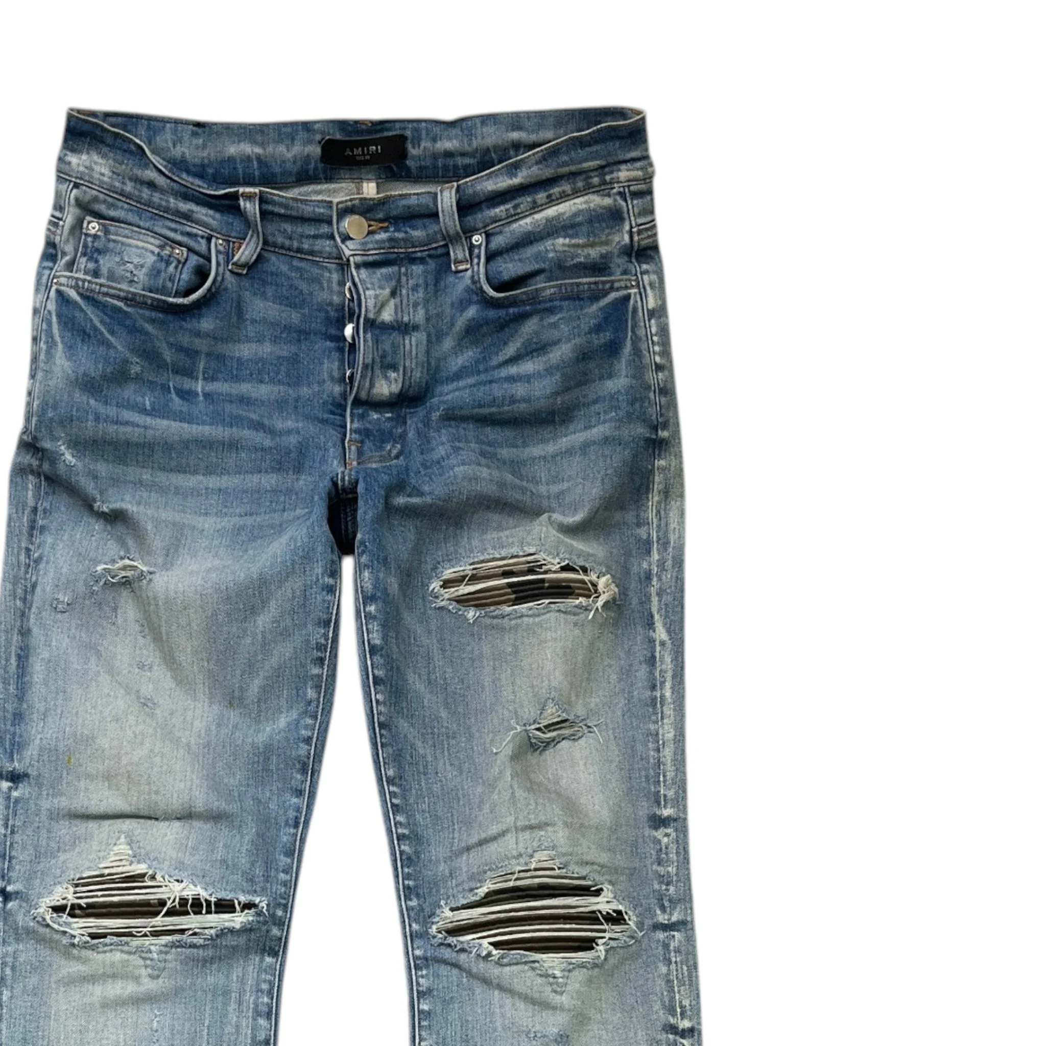 Men's Mx1 Distressed Bandana Jeans Blue Size Waist 33" - Image 3
