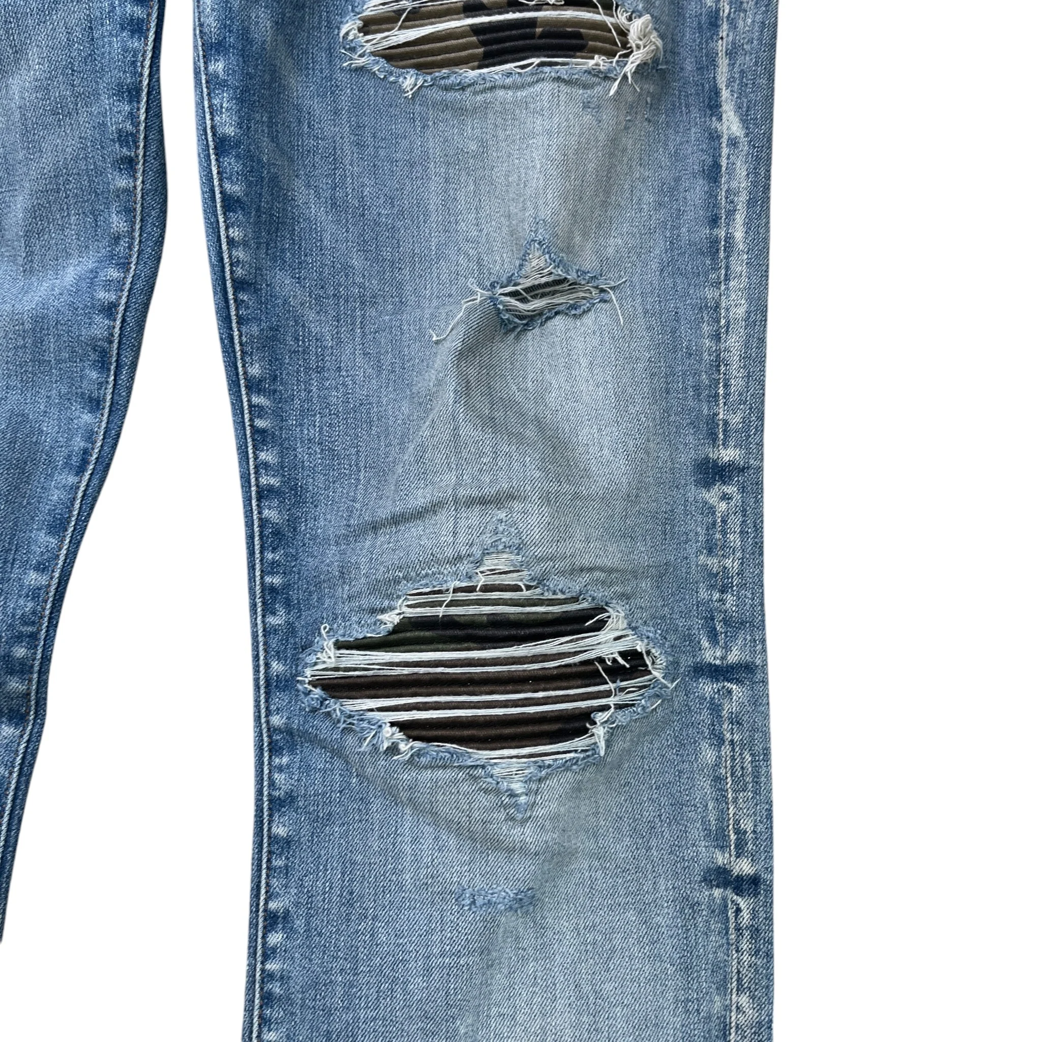 Men's Mx1 Distressed Bandana Jeans Blue Size Waist 33" - Image 5