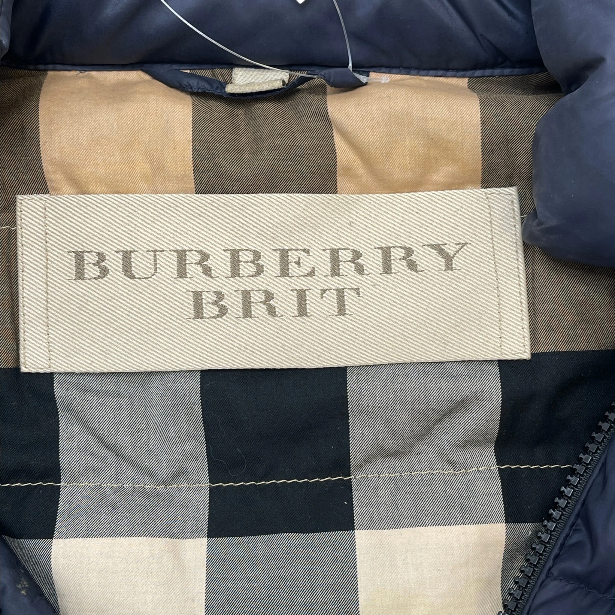 Men's Nova Check Brit Down Jacket Navy Size L - Image 5