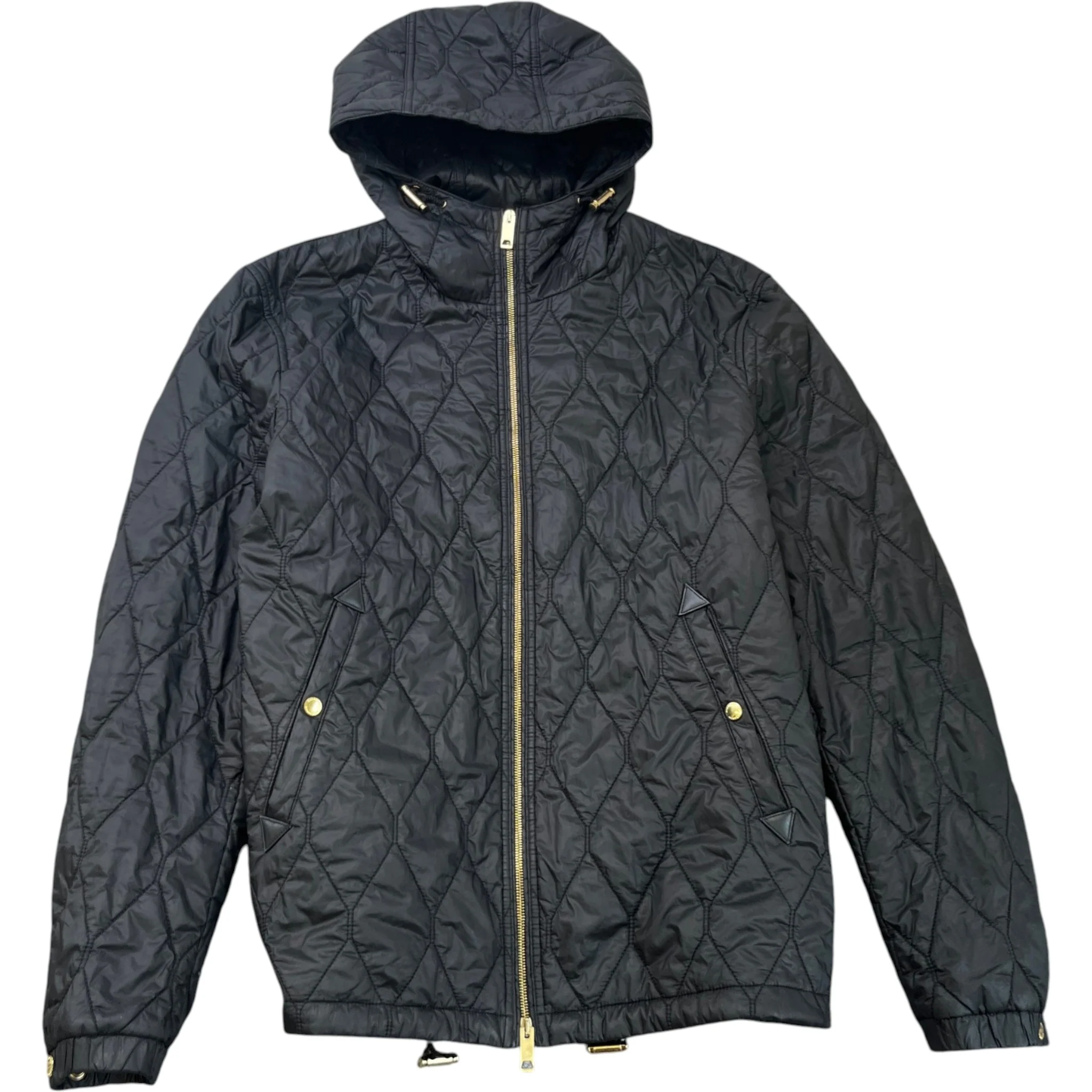 Men's Nova Check Lined Quilted Jacket Black Size XXL