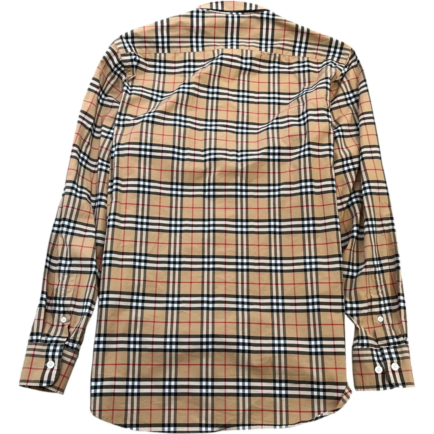 Men's Nova Check Long Sleeve Shirt Beige Size M - Image 2