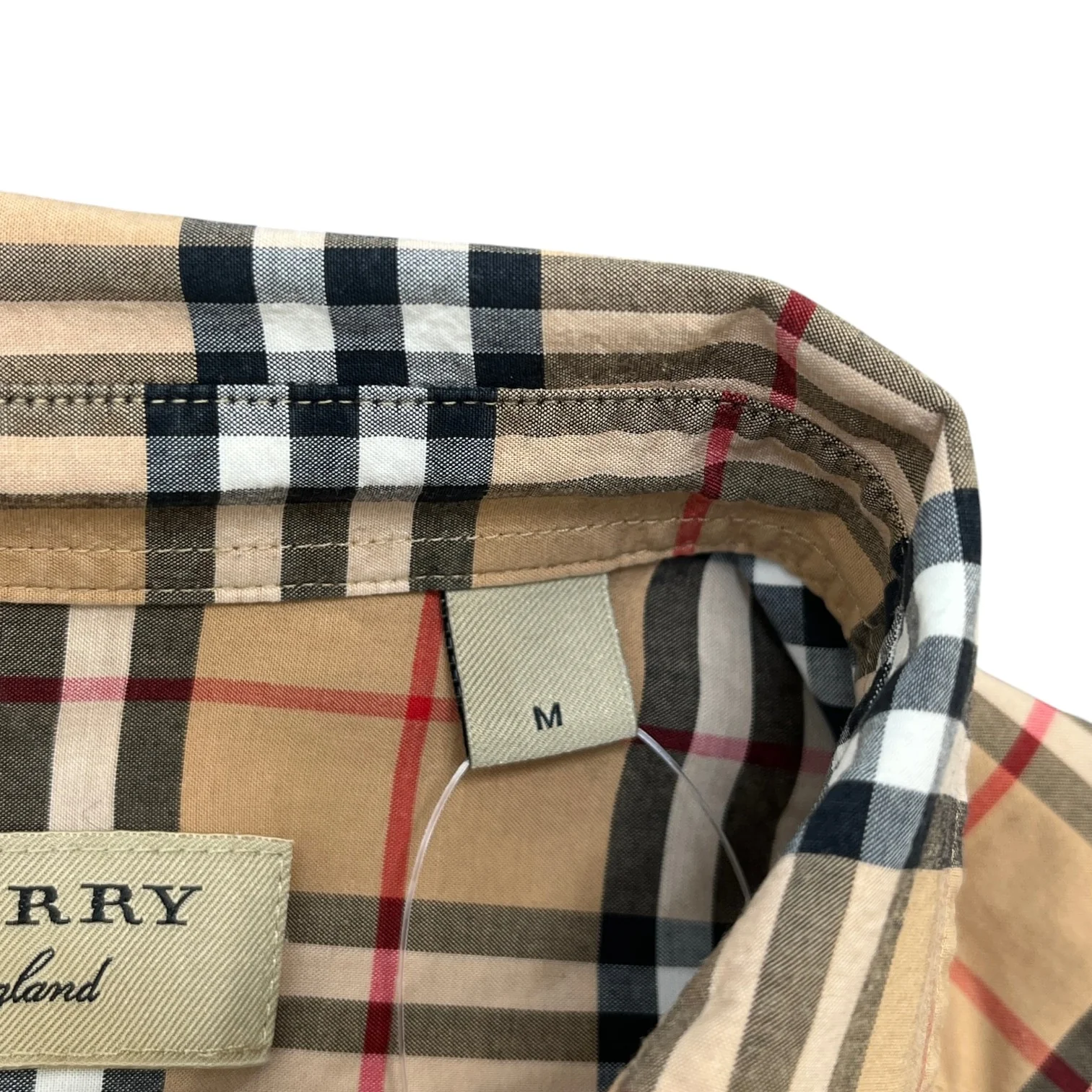 Men's Nova Check Long Sleeve Shirt Beige Size M - Image 6