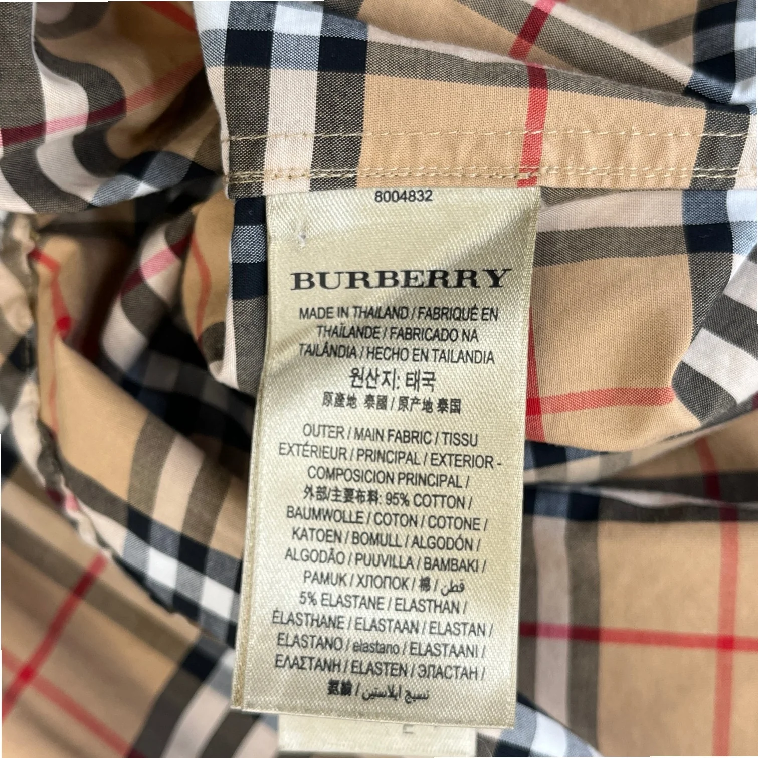 Men's Nova Check Long Sleeve Shirt Beige Size M - Image 7
