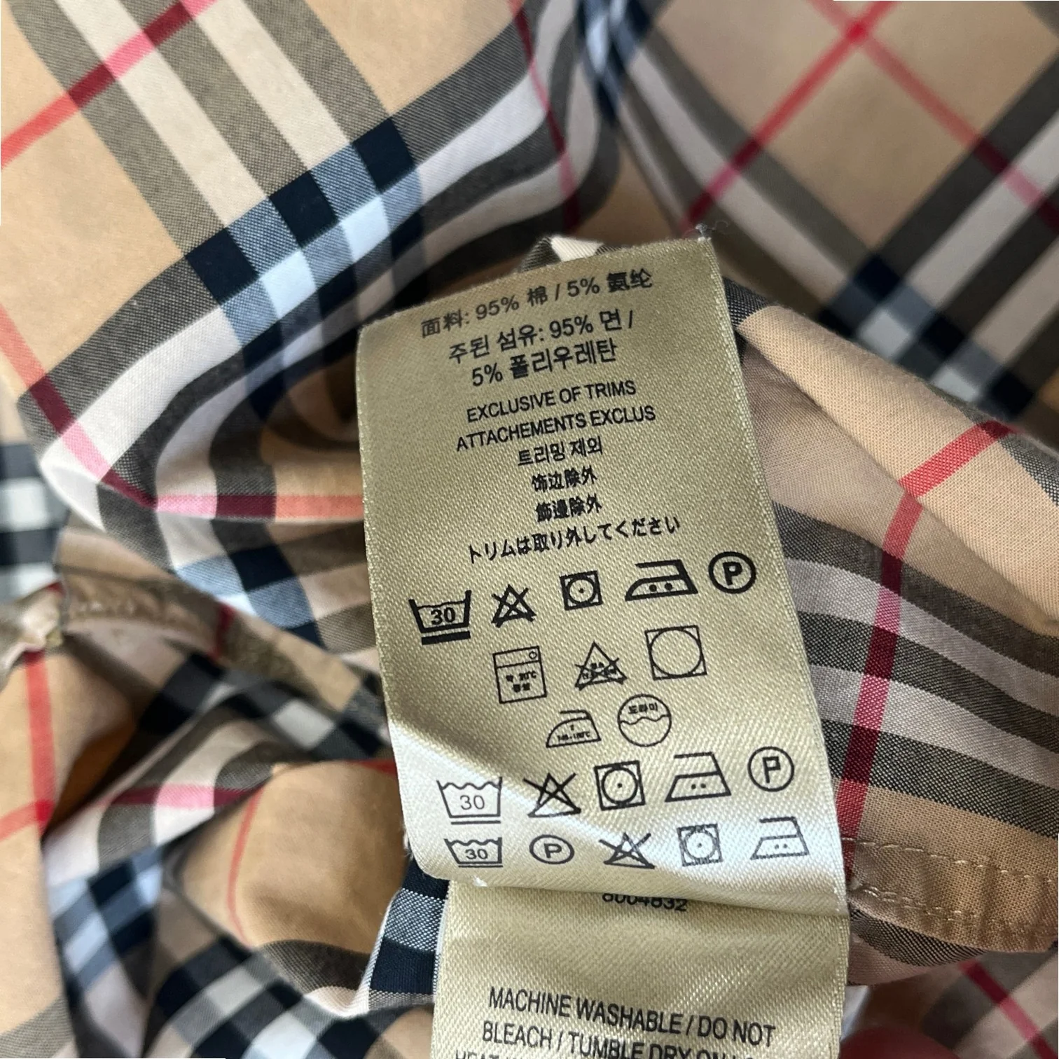 Men's Nova Check Long Sleeve Shirt Beige Size M - Image 8