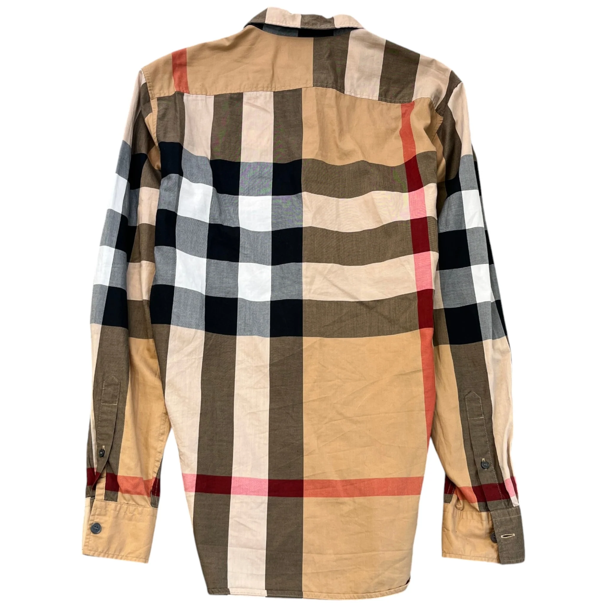 Men's Nova Check Long Sleeve Shirt Beige Size S - Image 2