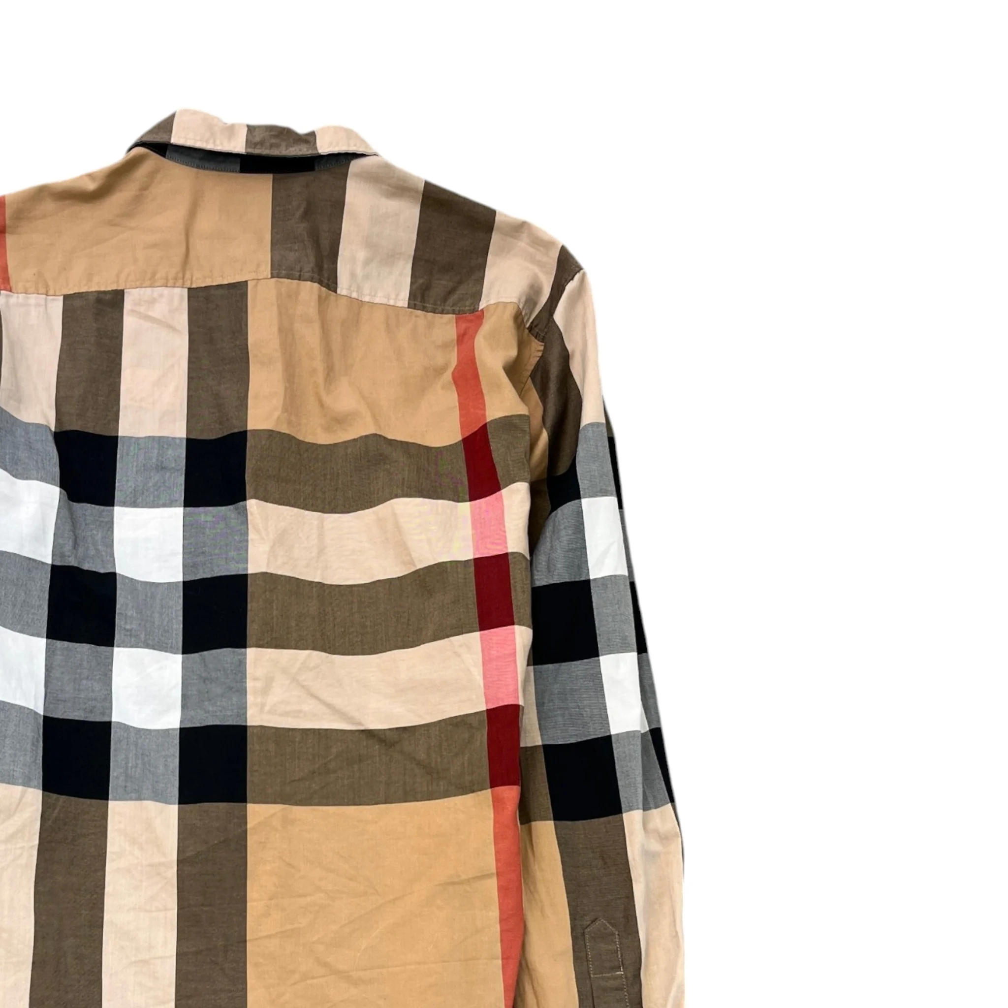 Men's Nova Check Long Sleeve Shirt Beige Size S - Image 4