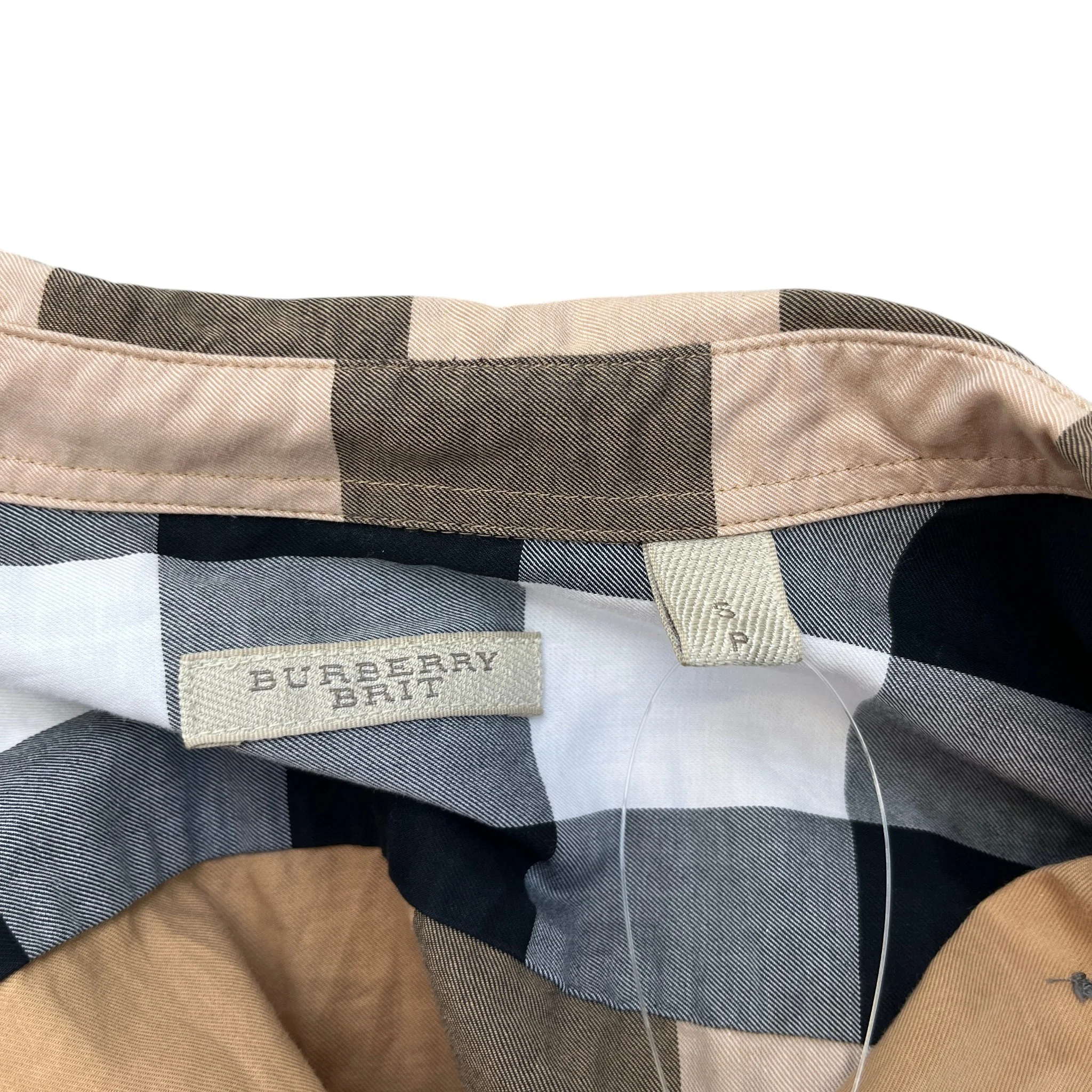 Men's Nova Check Long Sleeve Shirt Beige Size S - Image 7