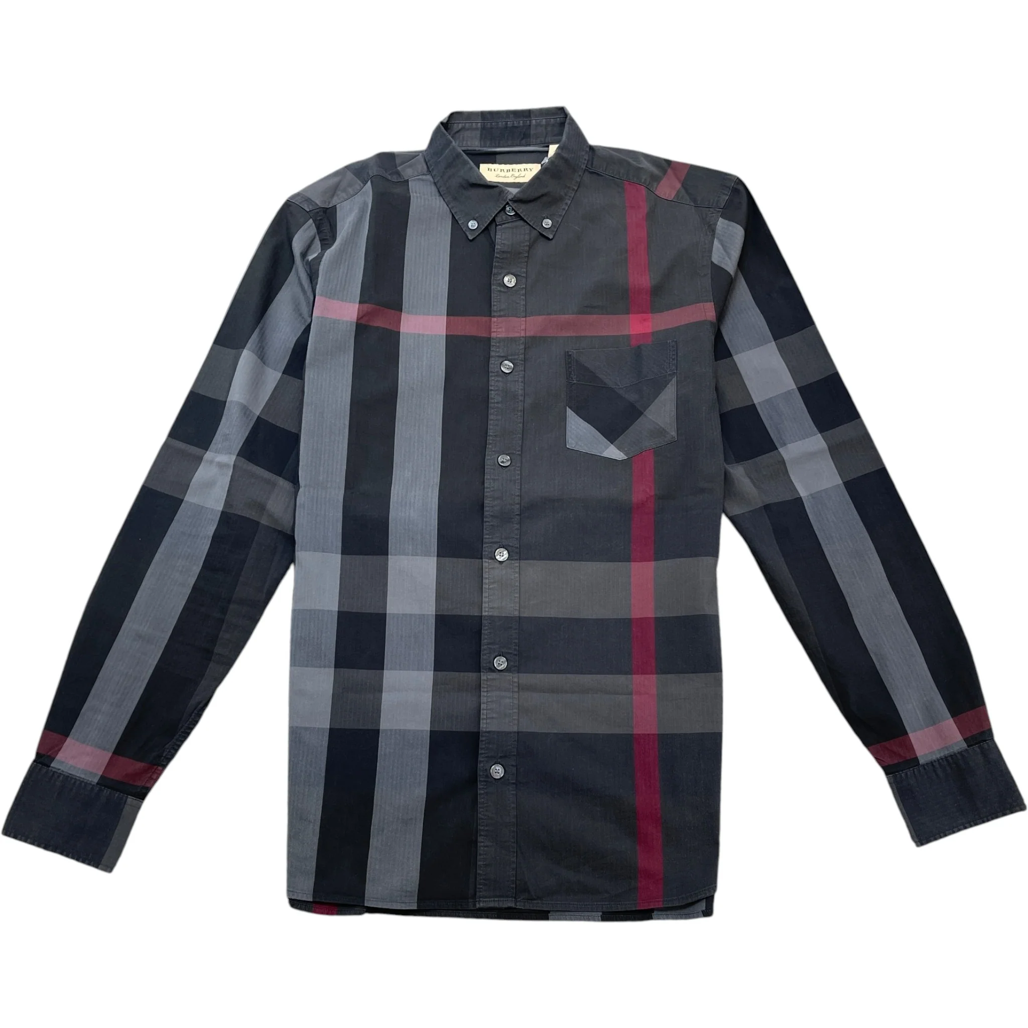 Men's Nova Check Long Sleeve Shirt Black Size S