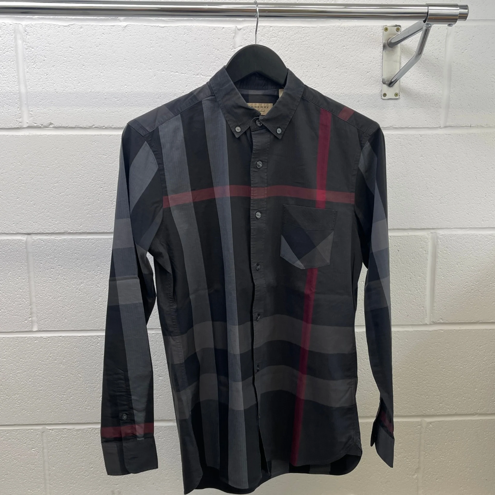 Men's Nova Check Long Sleeve Shirt Black Size S - Image 8
