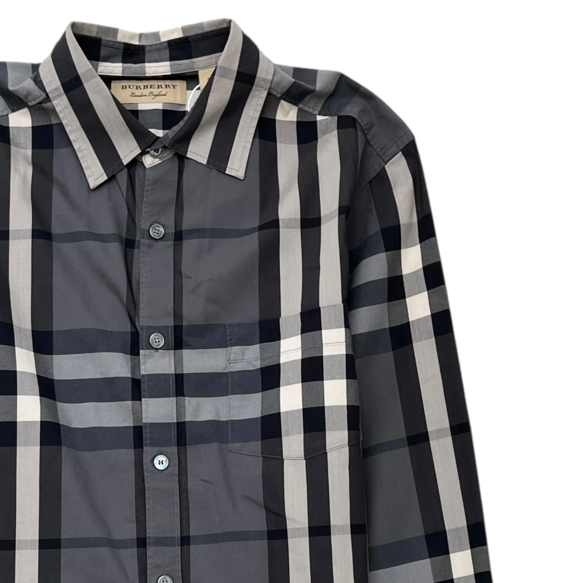 Men's Nova Check Long Sleeve Shirt Grey Size S - Image 3