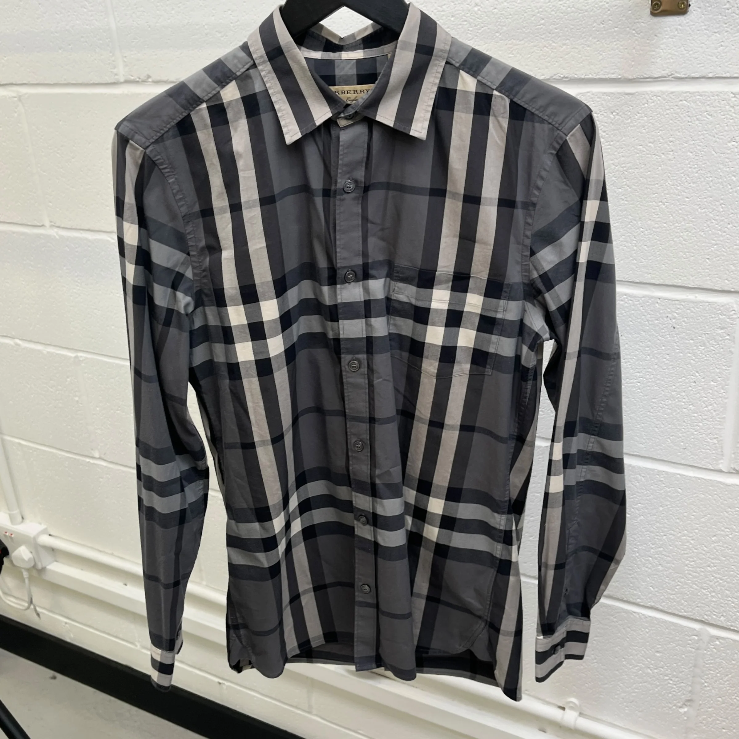 Men's Nova Check Long Sleeve Shirt Grey Size S - Image 7