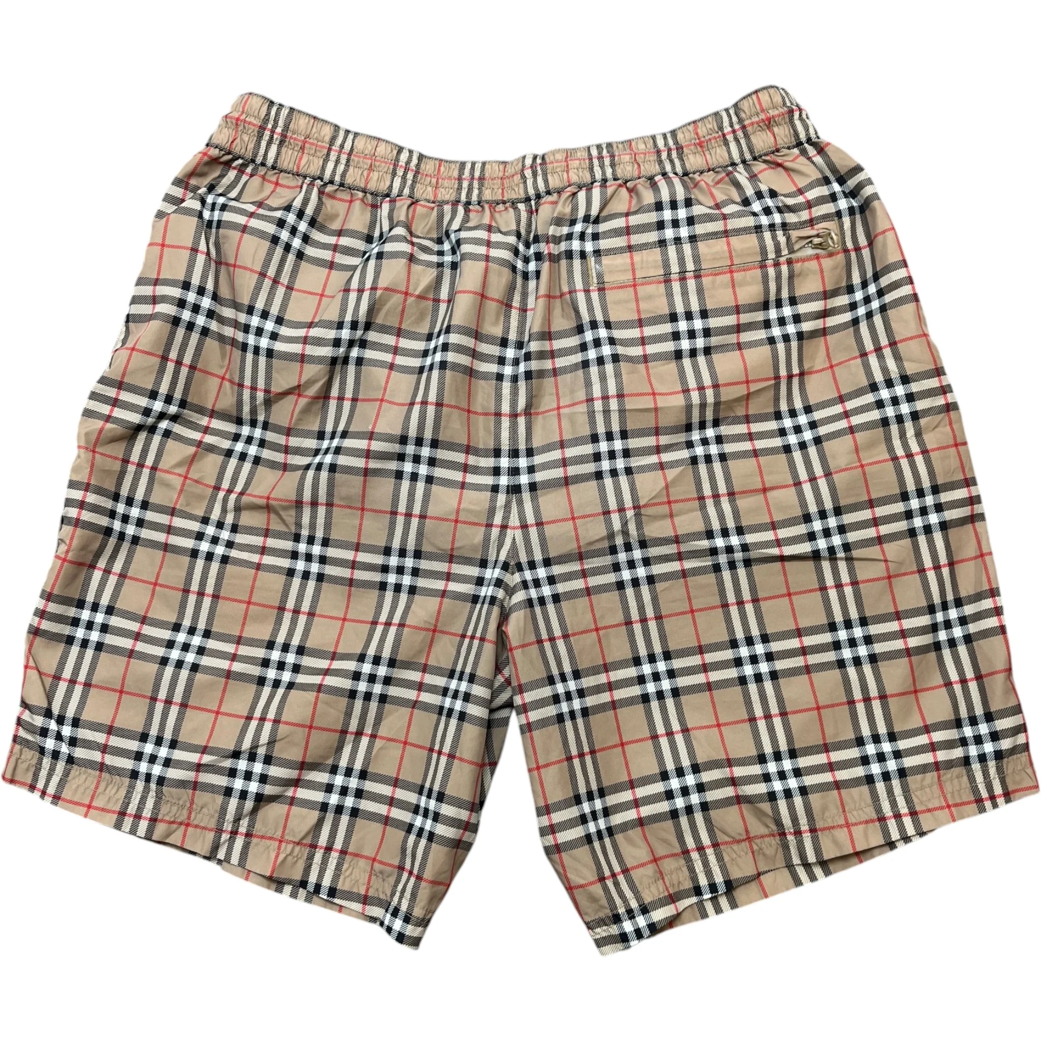 Men's Nova Check Swim Shorts Beige Size M - Image 2