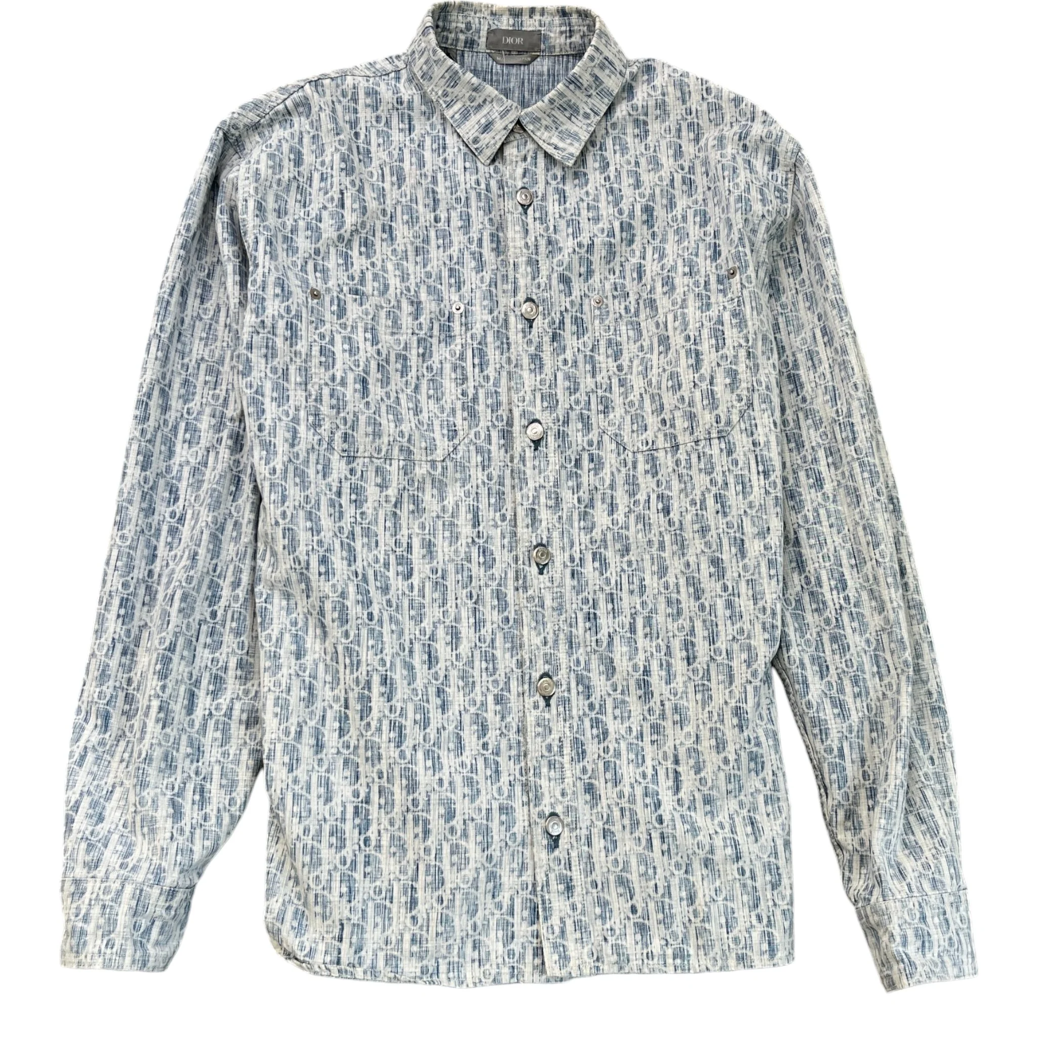 Men's Oblique Denim Long Sleeve T-Shirt Blue Size M