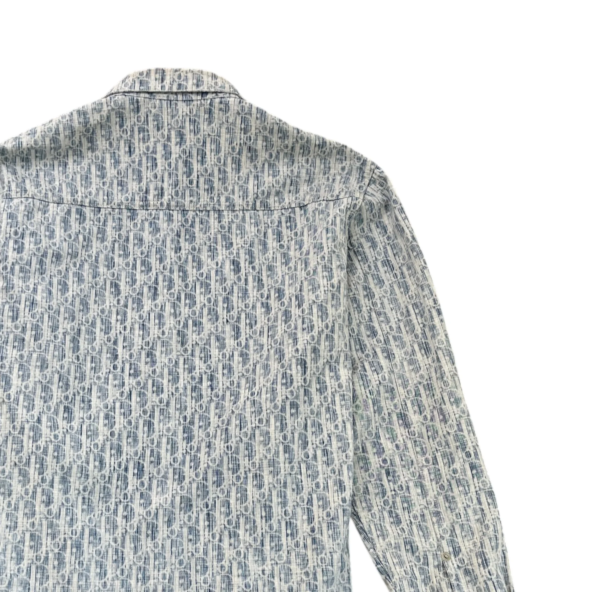 Men's Oblique Denim Long Sleeve T-Shirt Blue Size M - Image 4