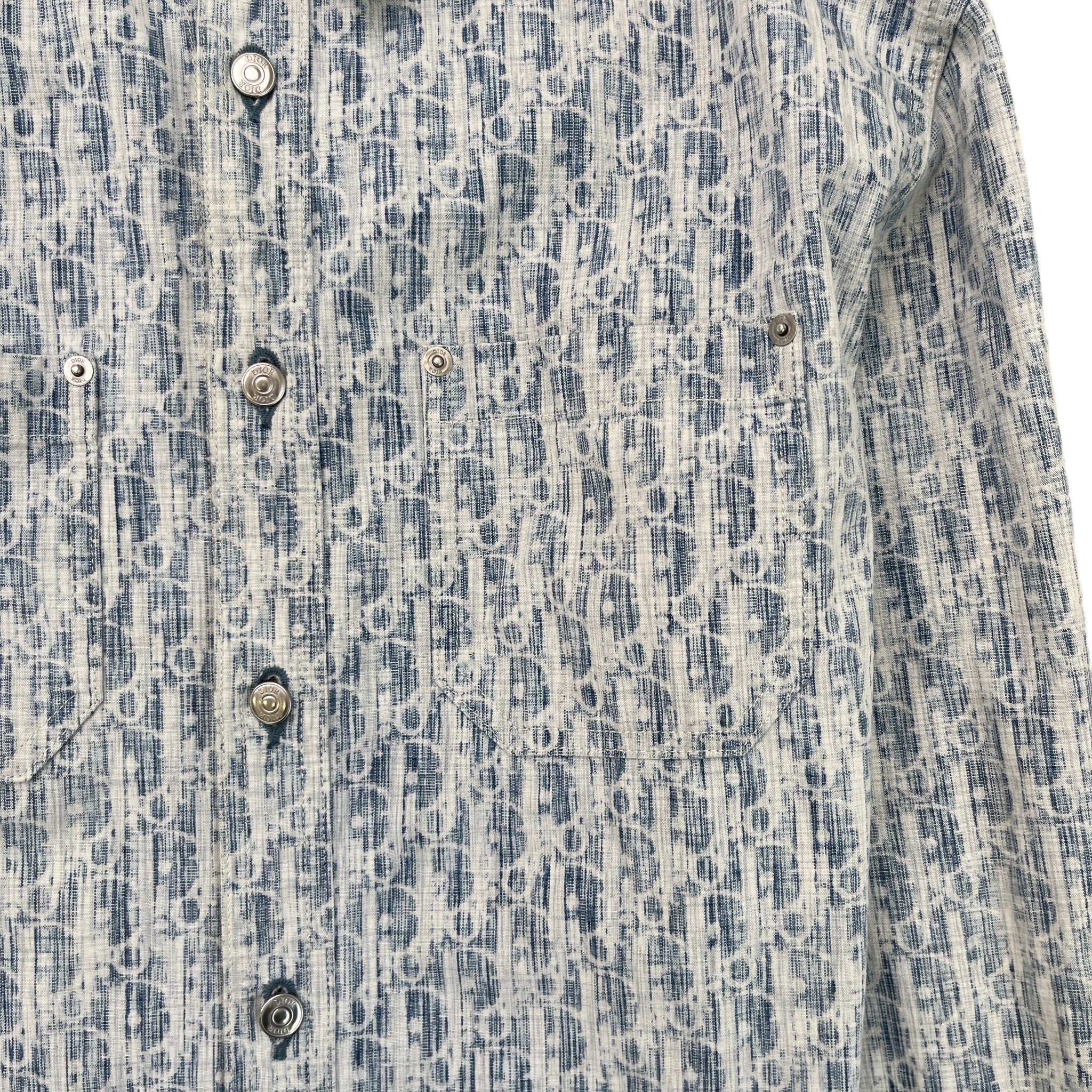 Men's Oblique Denim Long Sleeve T-Shirt Blue Size M - Image 5