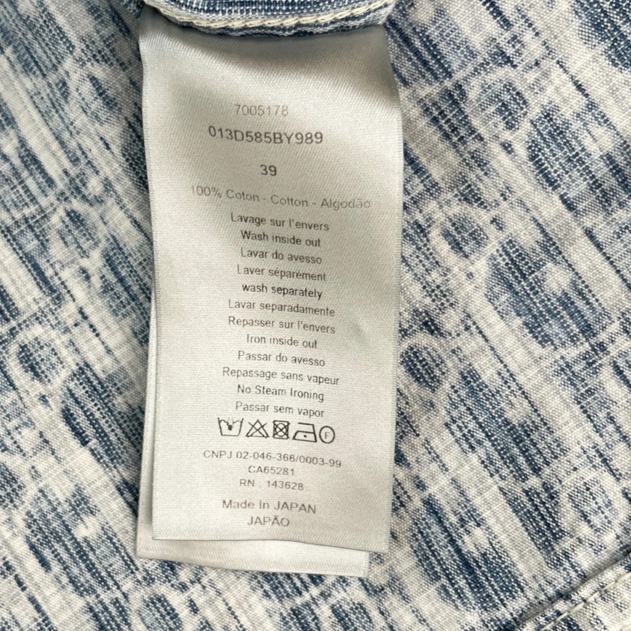 Men's Oblique Denim Long Sleeve T-Shirt Blue Size M - Image 8