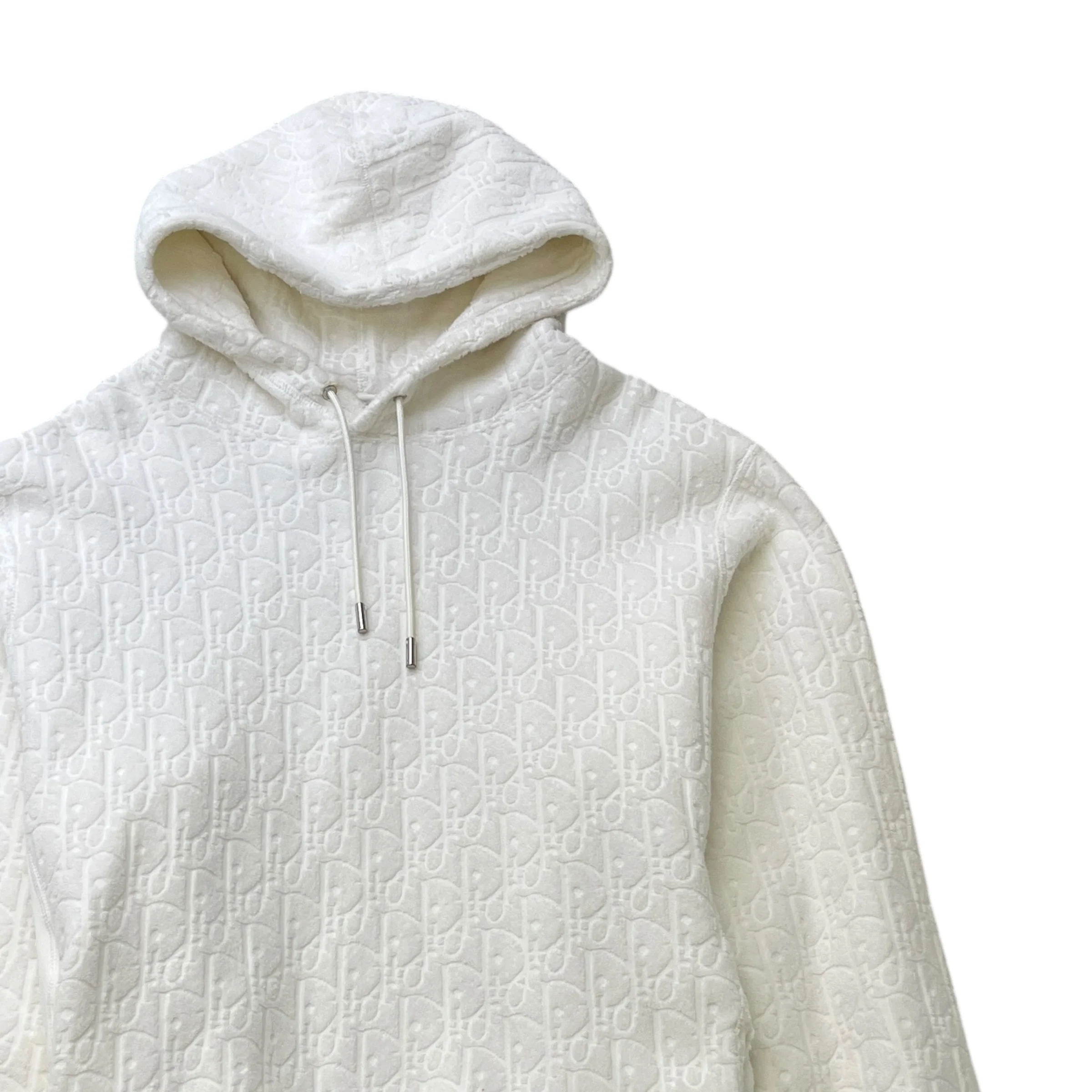 Men's Oblique Hoodie White Size L - Image 3