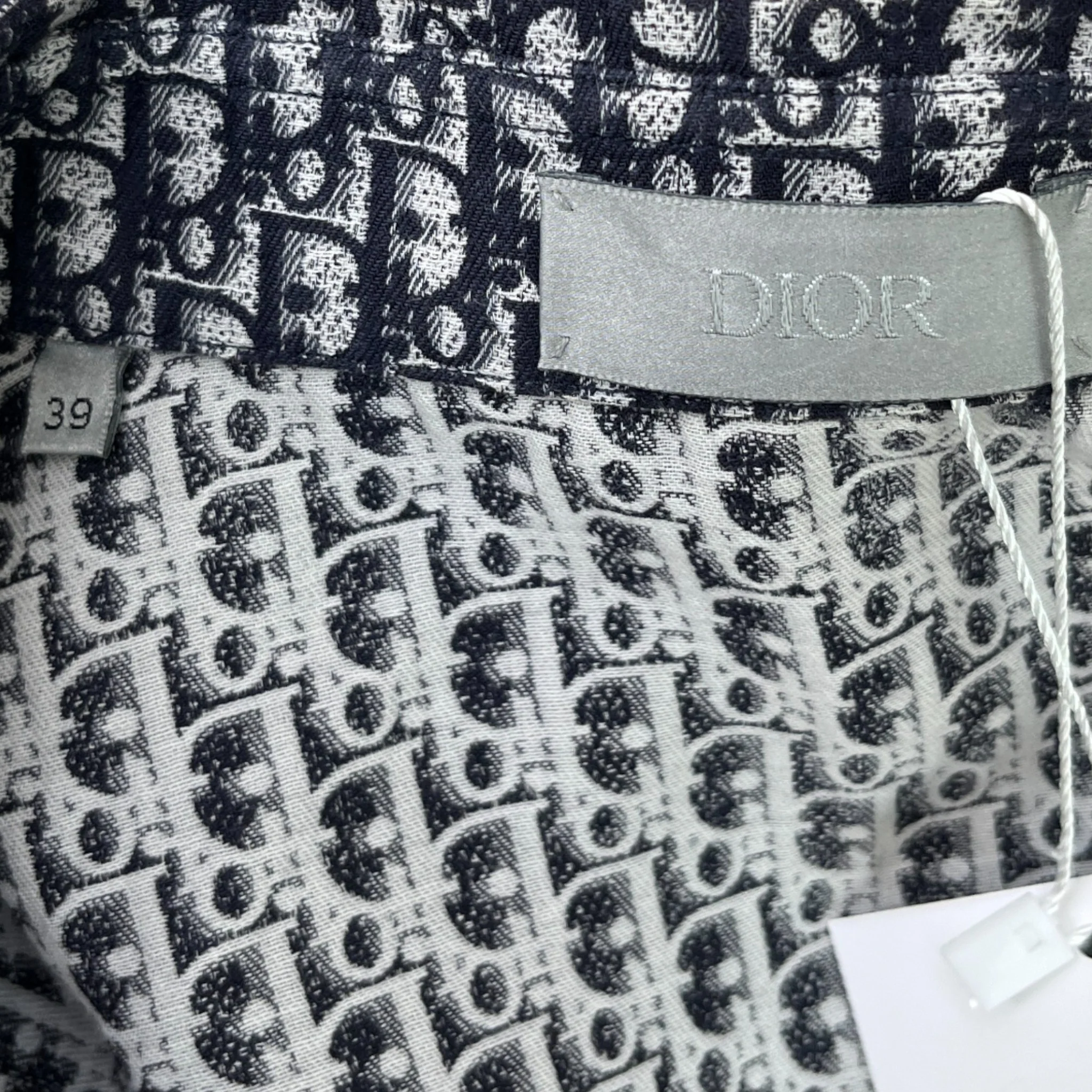 Men's Oblique Monogram Short Sleeve Shirt Navy Size M - Image 6