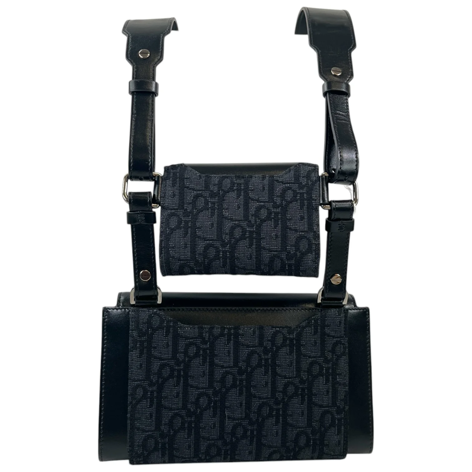 Men's Oblique Saddle Double Messenger Bag Black (Copy) - Image 4
